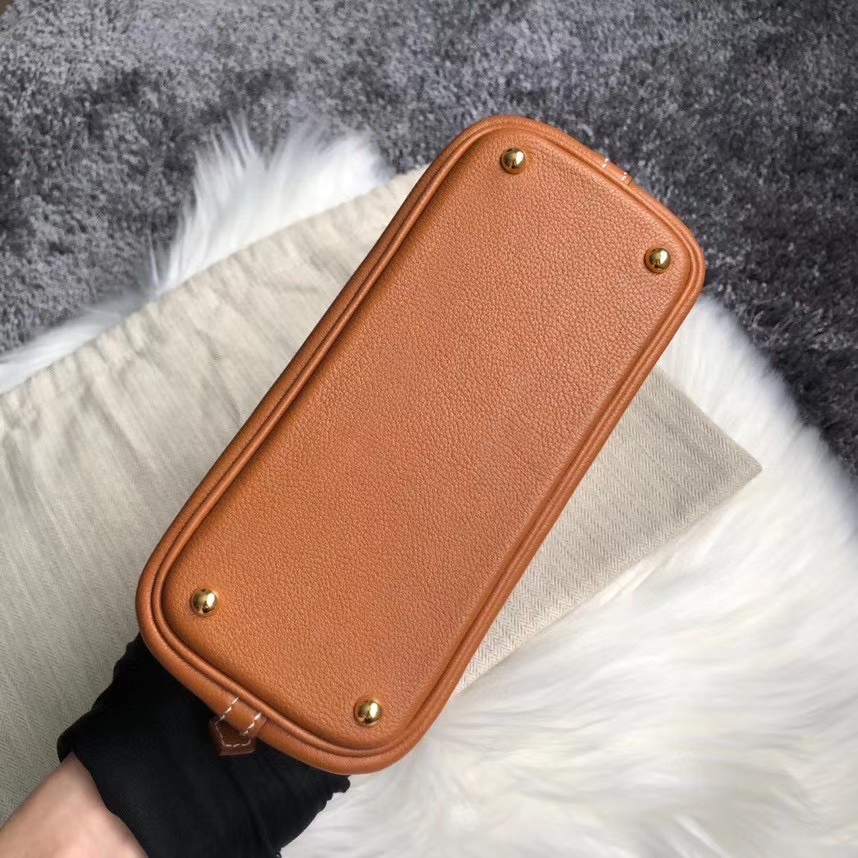 Hermès（爱马仕）Mini bolide 山羊皮Chevre 金棕色 金扣 顶级手缝 定制