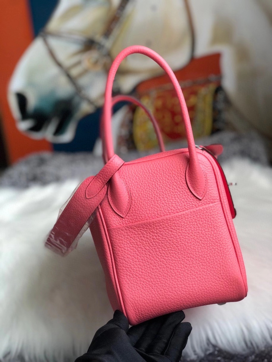 Hermès（爱马仕）Lindy 26cm 原厂御用大牛皮  8w 唇膏粉 rose azalee  银扣 顶级手缝 现货