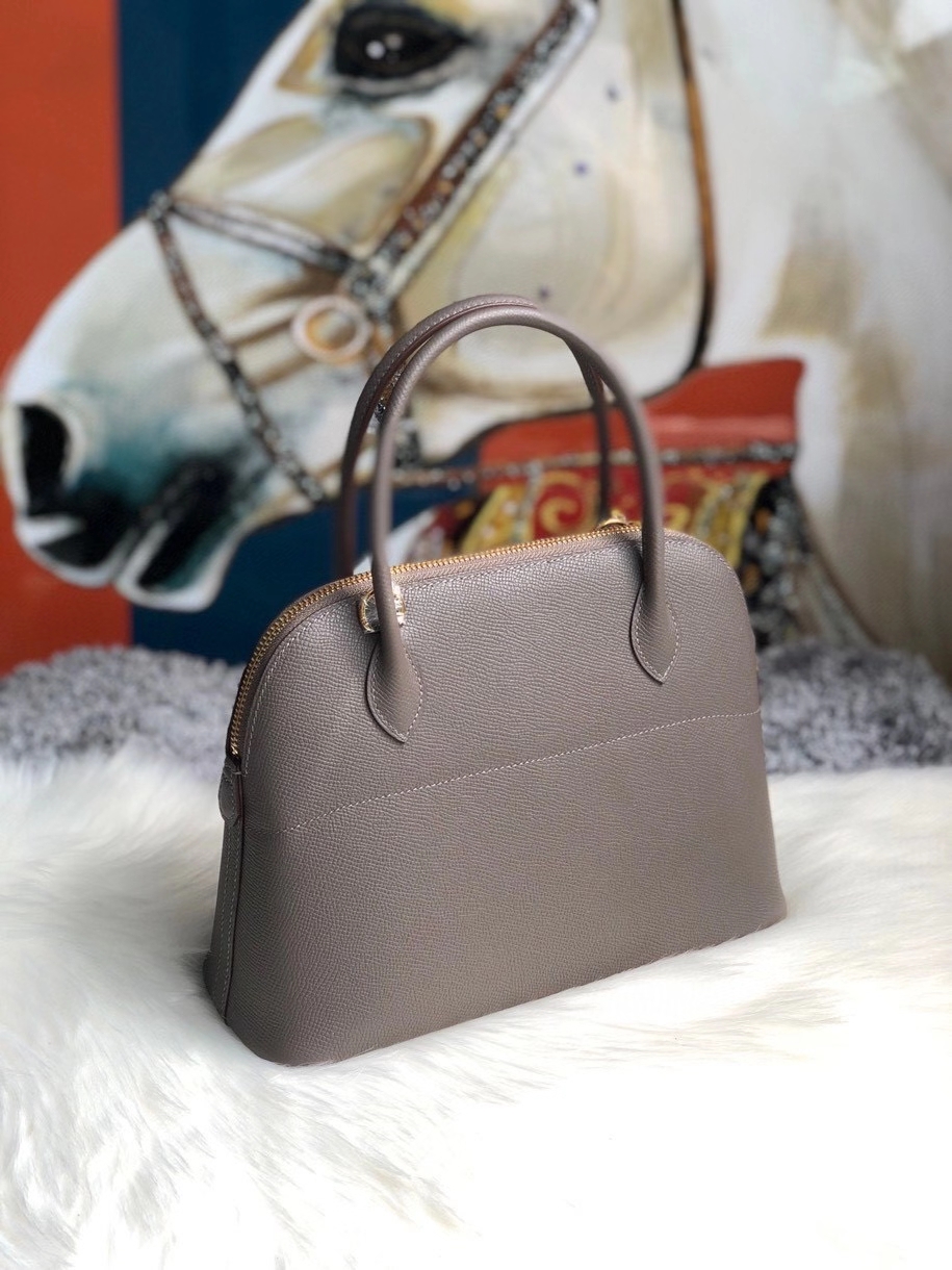 Hermès（爱马仕）Bolide 27cm Epsom 原厂掌纹皮 8F 锡器灰 Etain 金扣 顶级手缝