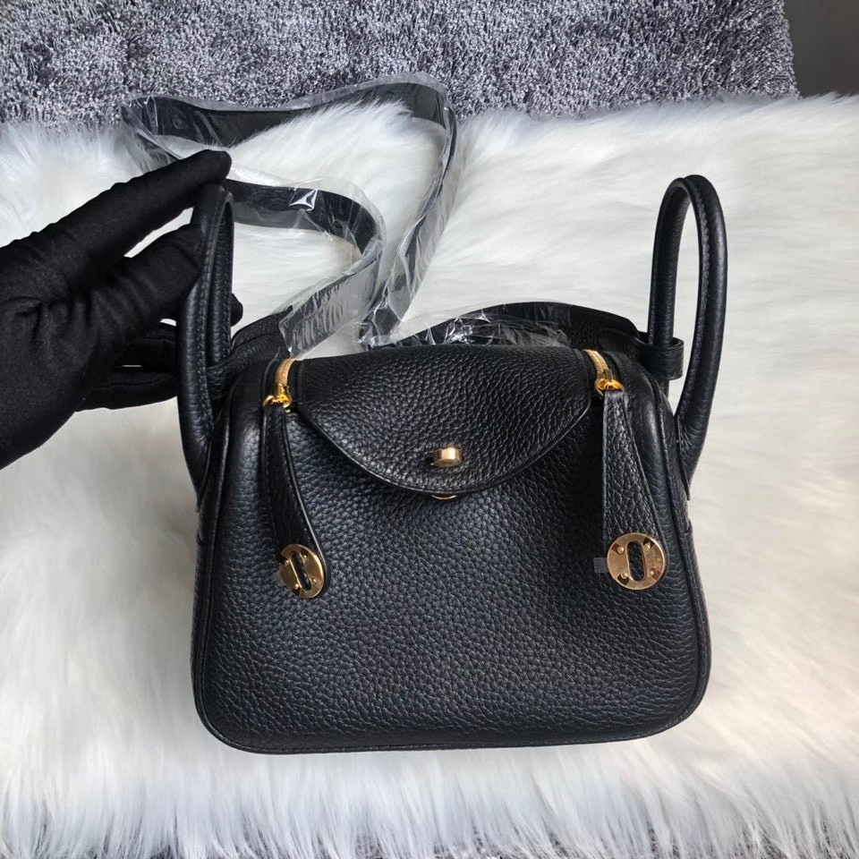 Hermès（爱马仕）Mini lindy tc ck89 黑色 Noir 金扣 顶级手缝 现货
