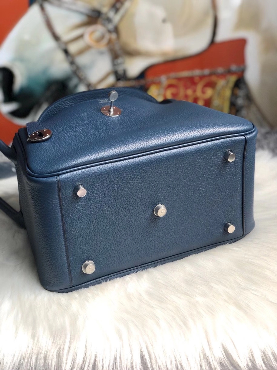 Hermès（爱马仕）Lindy 26cm 原厂御用大牛皮 S4 深邃蓝 deep blue 银扣 顶级手缝 现货
