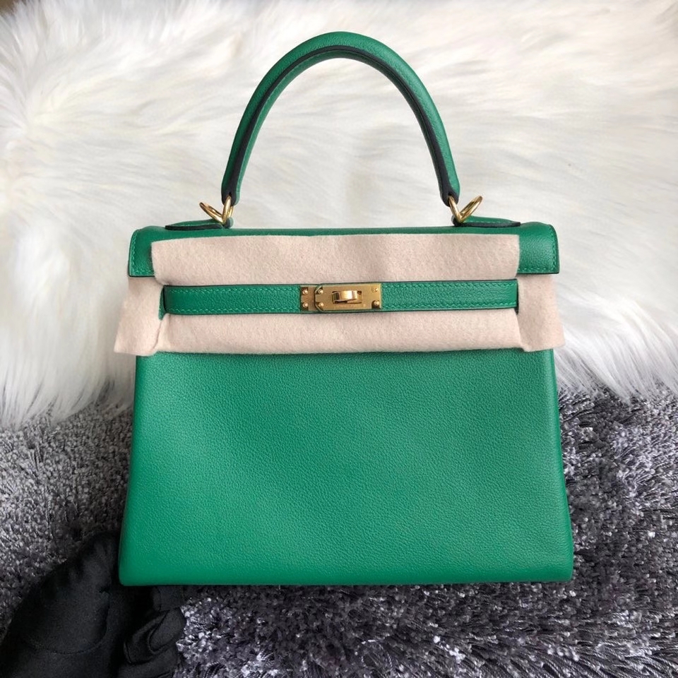 Hermès（爱马仕）Kelly 25cm  evecolor  U4 丝绒绿 金扣 顶级手缝 现货