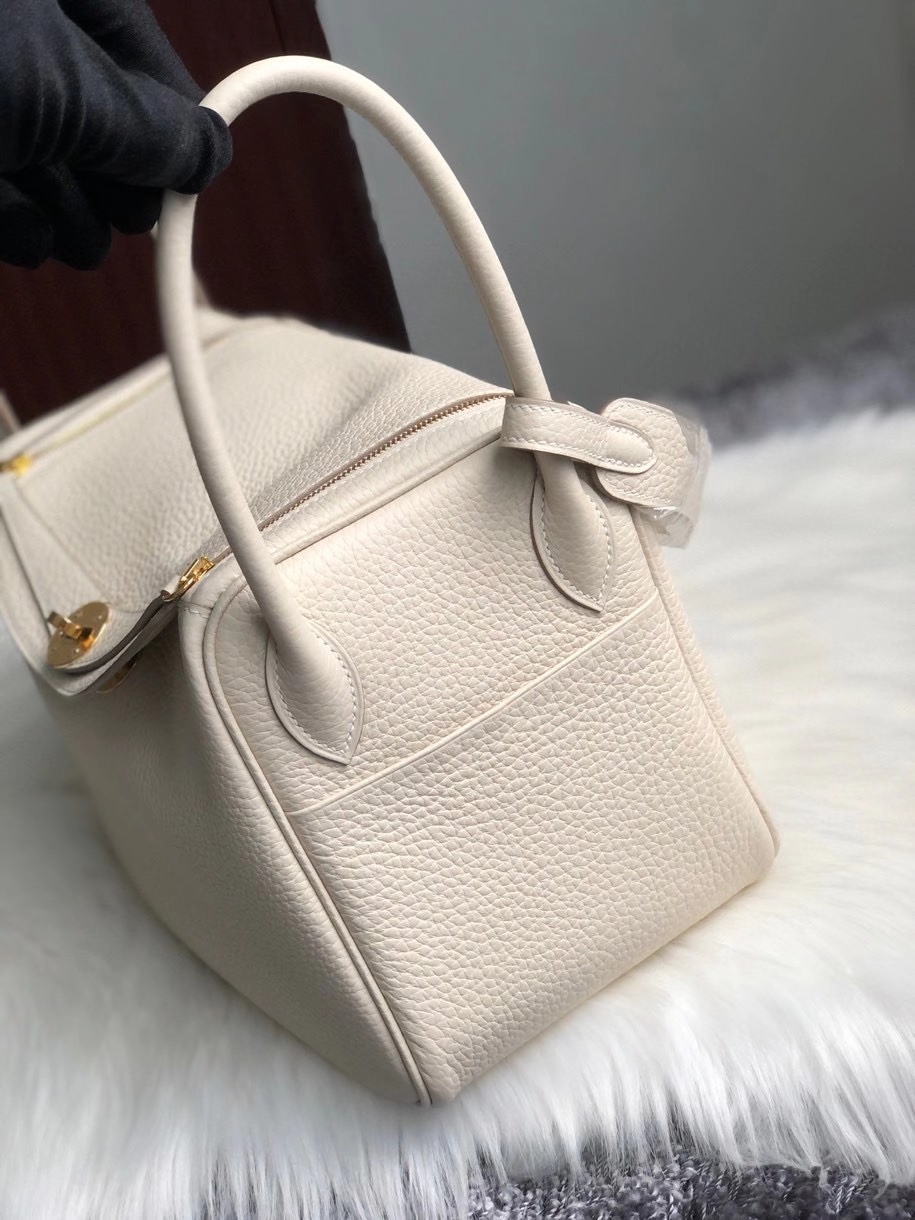 Hermès（爱马仕）Lindy 26cm 原厂御用顶级大牛皮 ck10 奶昔白 Craie 金扣 顶级手缝