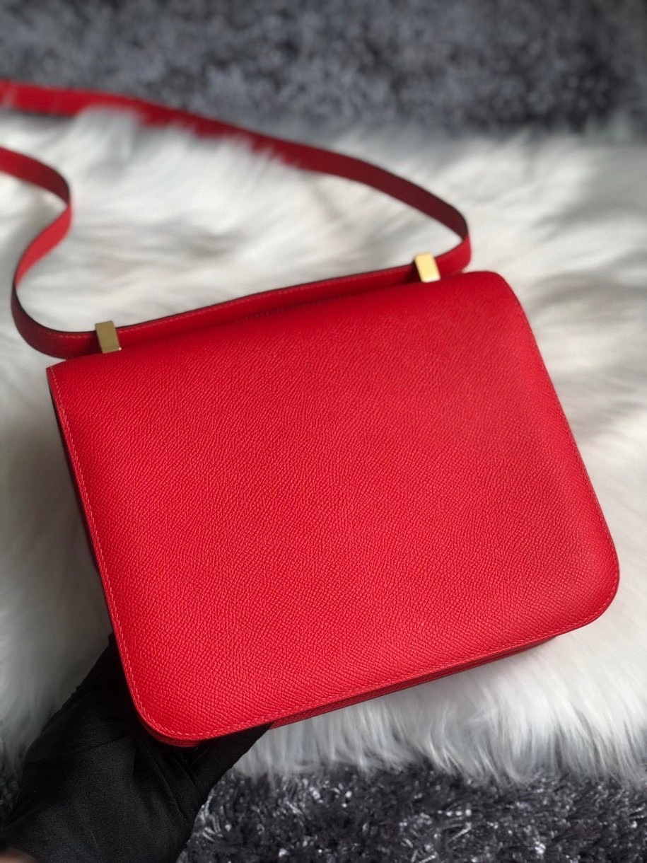 Hermès（爱马仕）Constance 24cm Epsom 原厂掌纹皮 Q5 国旗红 金扣  超薄油边 顶级手缝