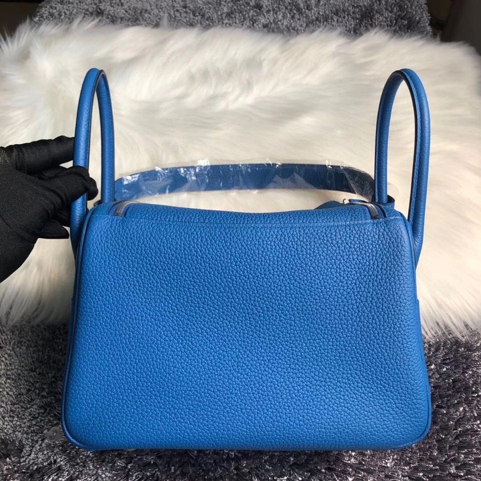 Hermès（爱马仕）Lindy 26cm 原厂御用大牛皮 T7 水妖蓝 银扣 顶级手缝 现货