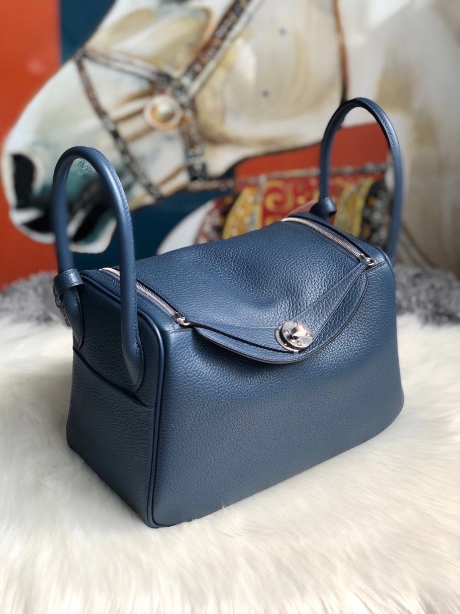 Hermès（爱马仕）Lindy 26cm 原厂御用大牛皮 S4 深邃蓝 deep blue 银扣 顶级手缝 现货