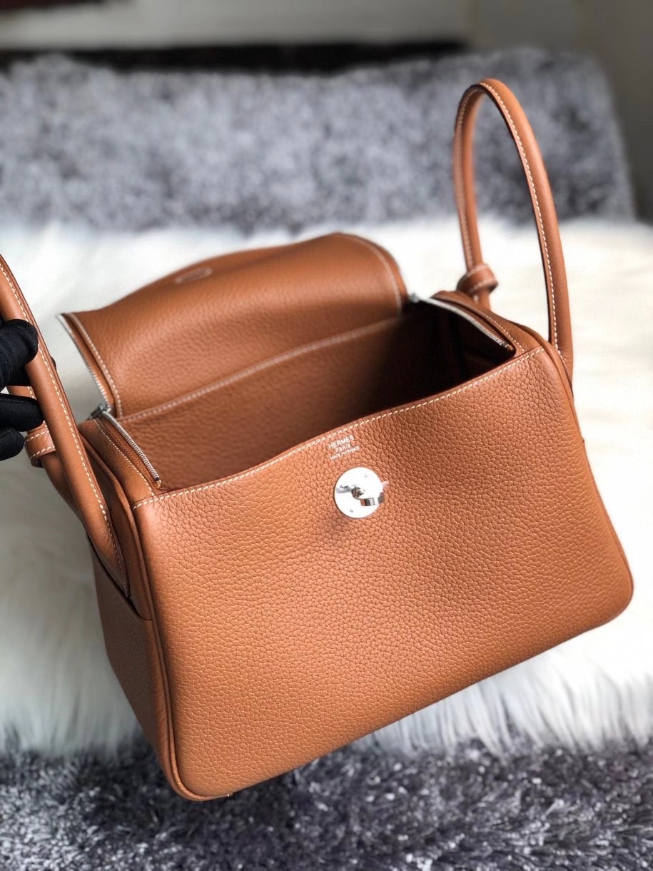 Hermès（爱马仕）Lindy 26cm 原厂御用顶级大牛皮  ck37 金棕色 Gold 银扣 顶级手缝