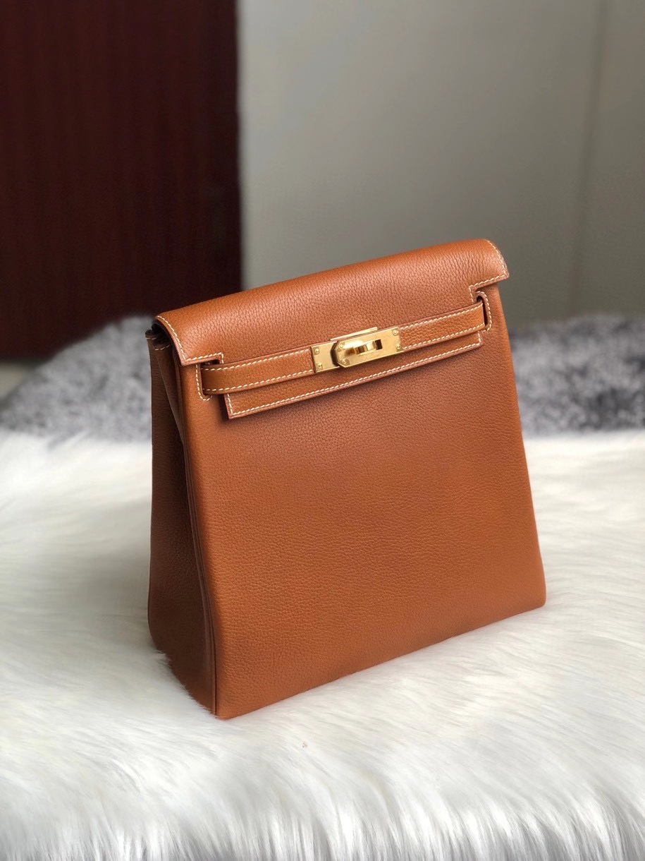 Hermès（爱马仕）Kelly ado 颗粒马鞍皮 金棕色 金扣 顶级手缝 定制