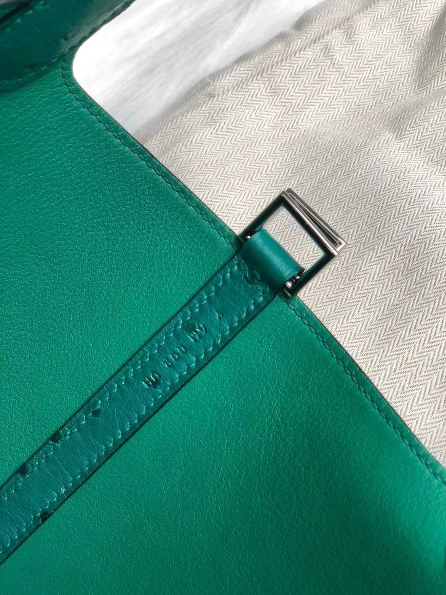 Hermès（爱马仕）Picotin 22cm Ostrich kk鸵鸟  U4 丝绒绿 银扣 顶级手缝 定制