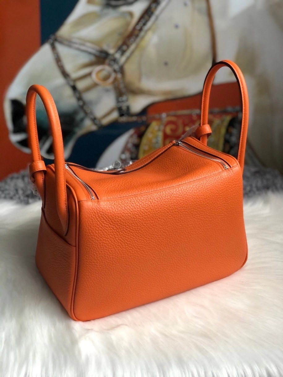 Hermès（爱马仕）Lindy 26cm 原厂御用大牛皮 93 橙色 Orange 银扣 顶级手缝 现货