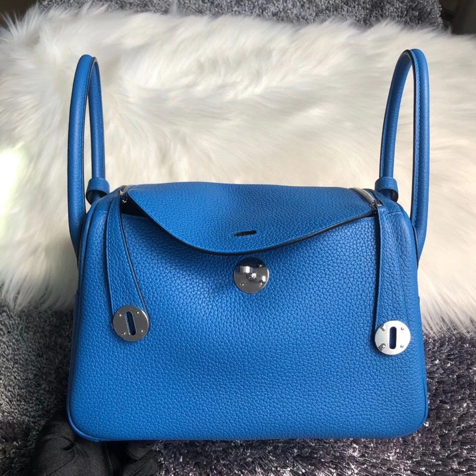 Hermès（爱马仕）Lindy 26cm 原厂御用大牛皮 T7 水妖蓝 银扣 顶级手缝 现货