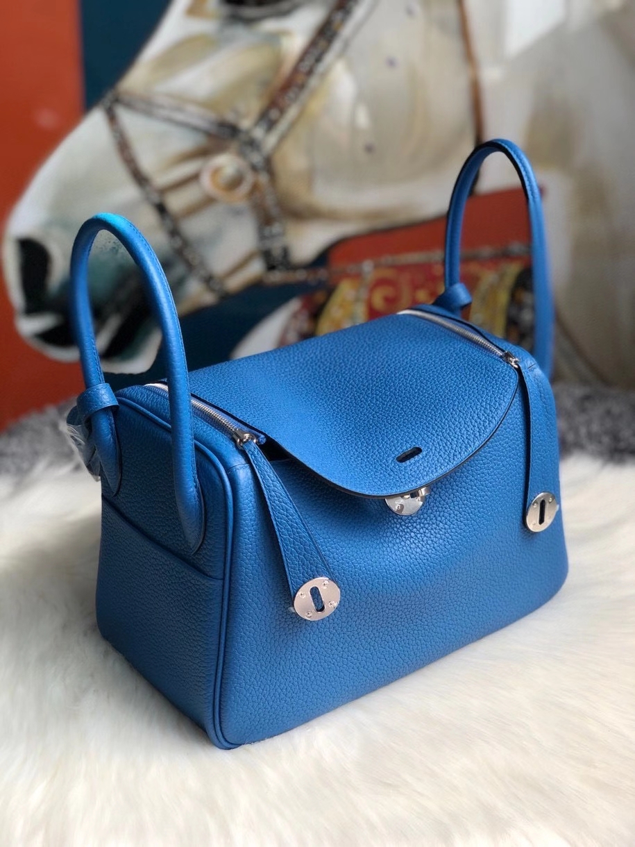 Hermès（爱马仕）Lindy 26cm 原厂御用大牛皮 T7 水妖蓝 银扣 顶级手缝 现货