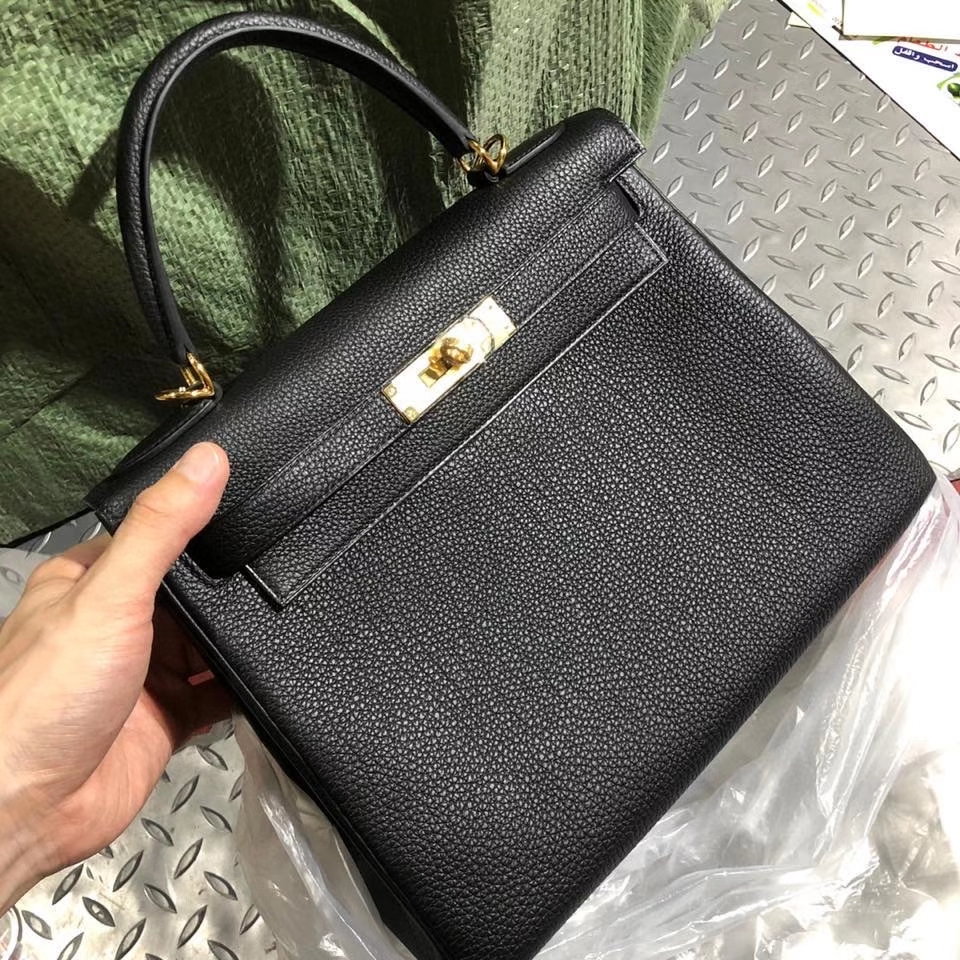 Hermès（爱马仕）Kelly 28cm 原厂小牛皮 togo ck89 黑色 金扣  顶级手缝