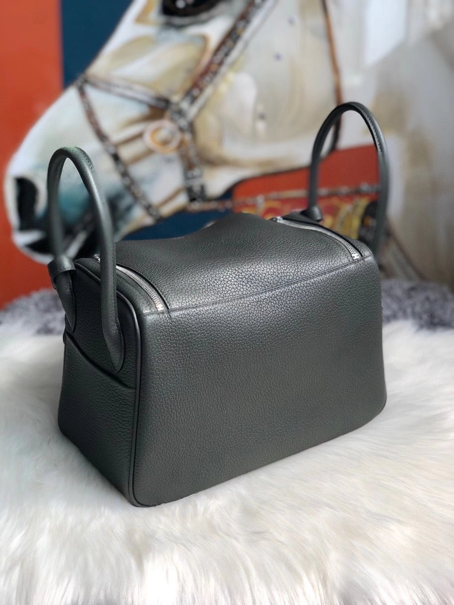 Hermès（爱马仕）Lindy 26cm 原厂御用大牛皮 6o 柏树绿 银扣 顶级手缝 现货