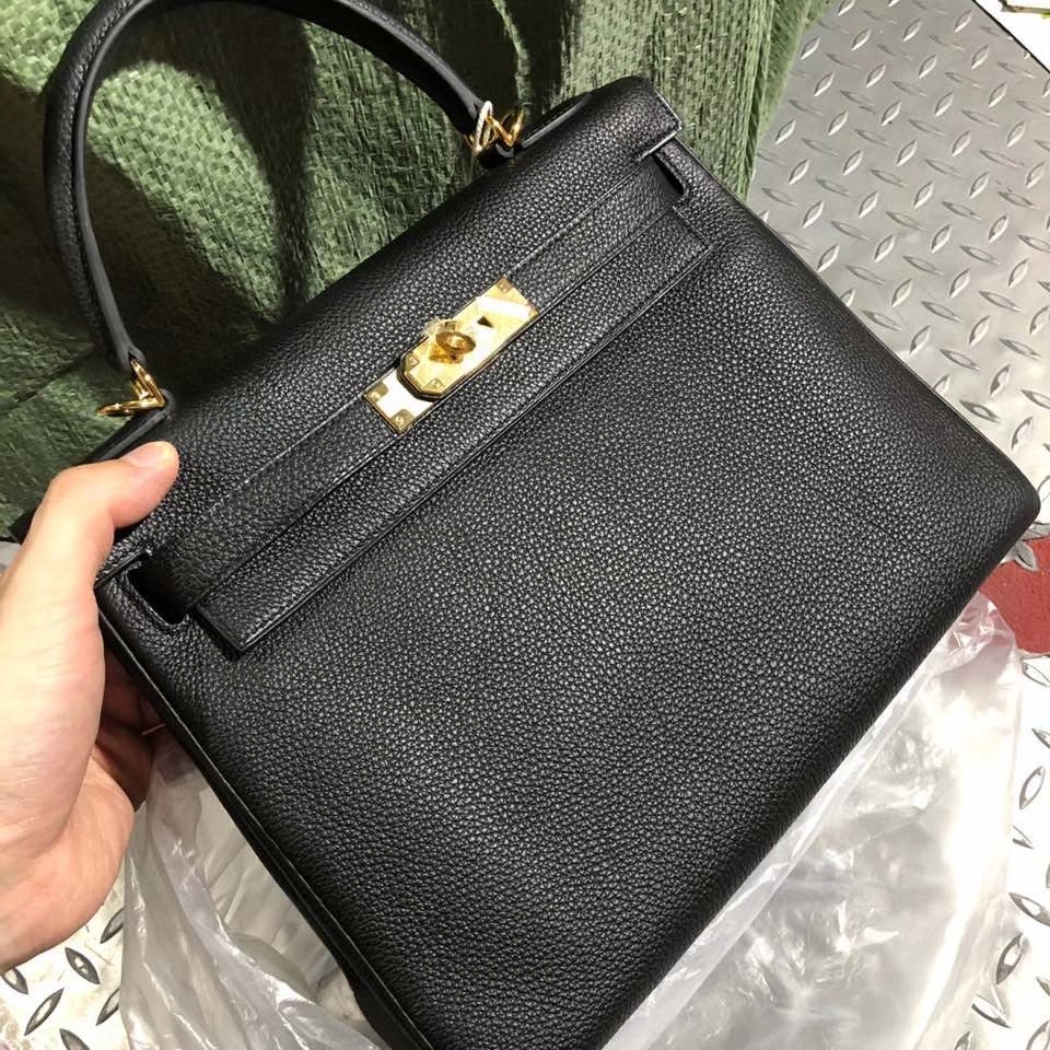Hermès(爱马仕)Kelly 28cm 原厂小牛皮 togo ck89 黑色 金扣 顶级手缝-拉尔森鳄鱼皮具定制 - 爱马仕包包官网 Hermès(爱马仕)Kelly 28cm 原厂小牛皮 togo ck89 黑色 金扣 顶级手缝