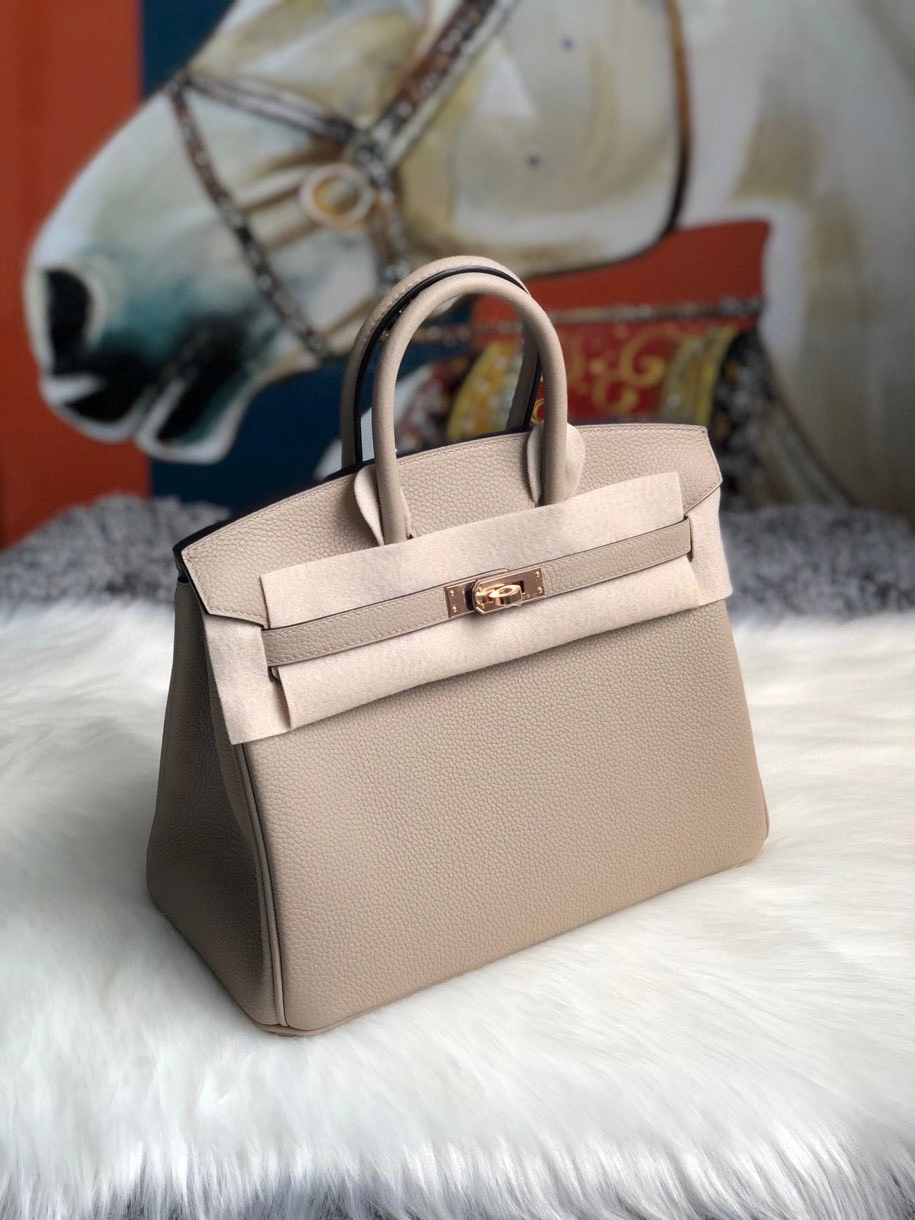 Hermès(爱马仕)Birkin 25cm 原厂小牛皮 togo ck81 斑鸠灰 Gris T 玫瑰金扣 顶级手缝-拉尔森鳄鱼皮具定制 - 爱马仕包包官网 Hermès(爱马仕)Birkin 25cm 原厂小牛皮 togo ck81 斑鸠灰 Gris T 玫瑰金扣 顶级手缝
