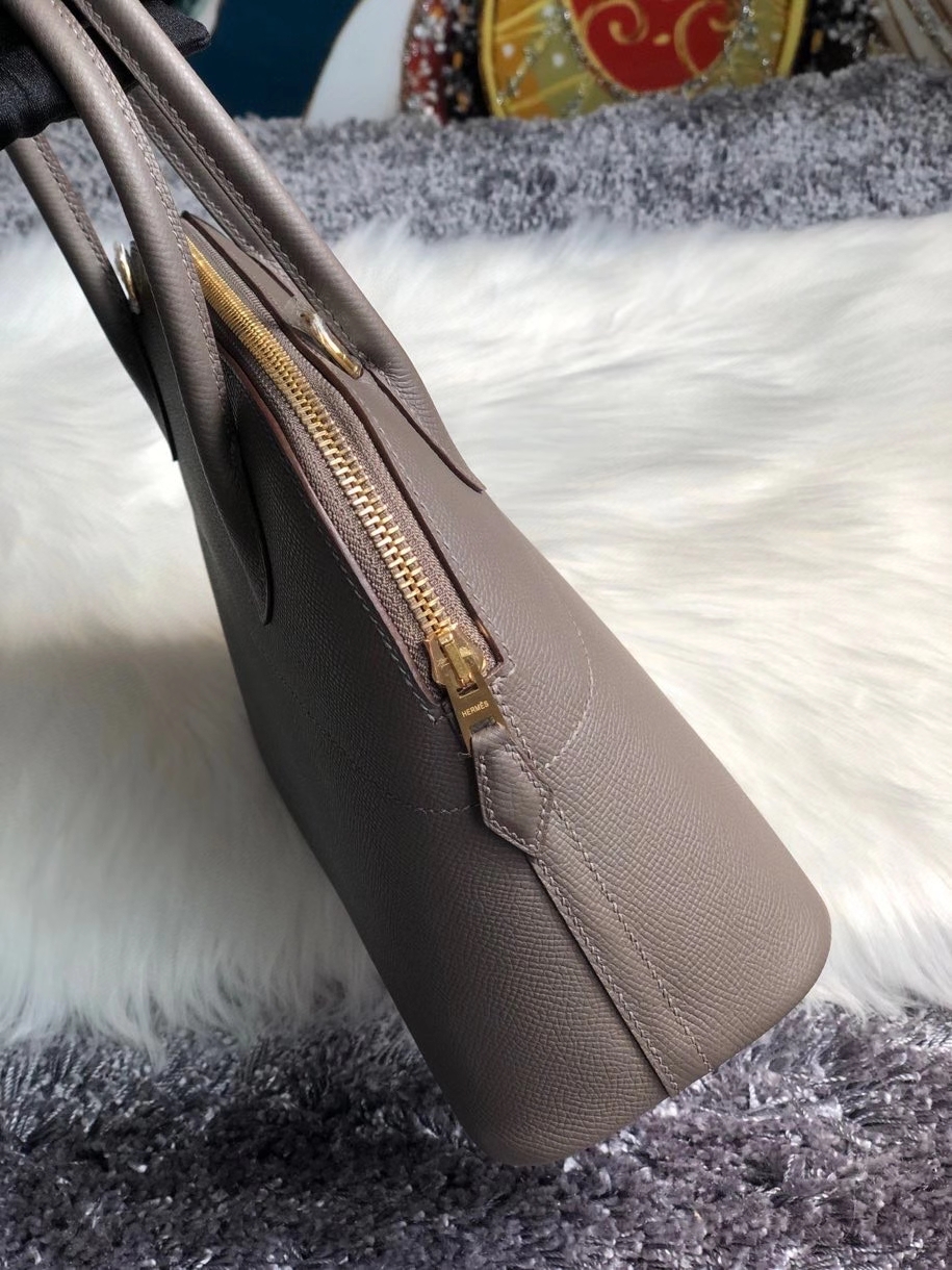 Hermès（爱马仕）Bolide 27cm Epsom 原厂掌纹皮 8F 锡器灰 Etain 金扣 顶级手缝