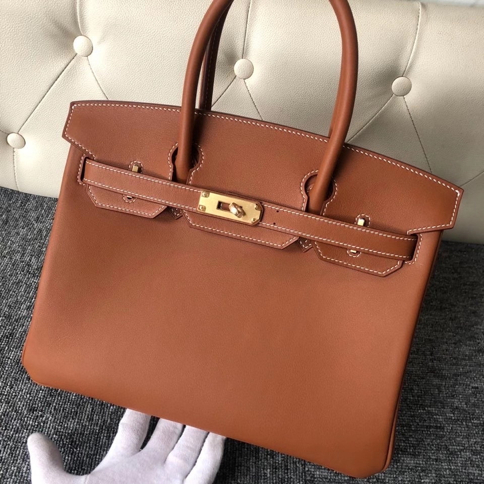 Hermès（爱马仕）Birkin 30cm Swift  ck37 金棕色 Gold 金扣 顶级手缝 定制