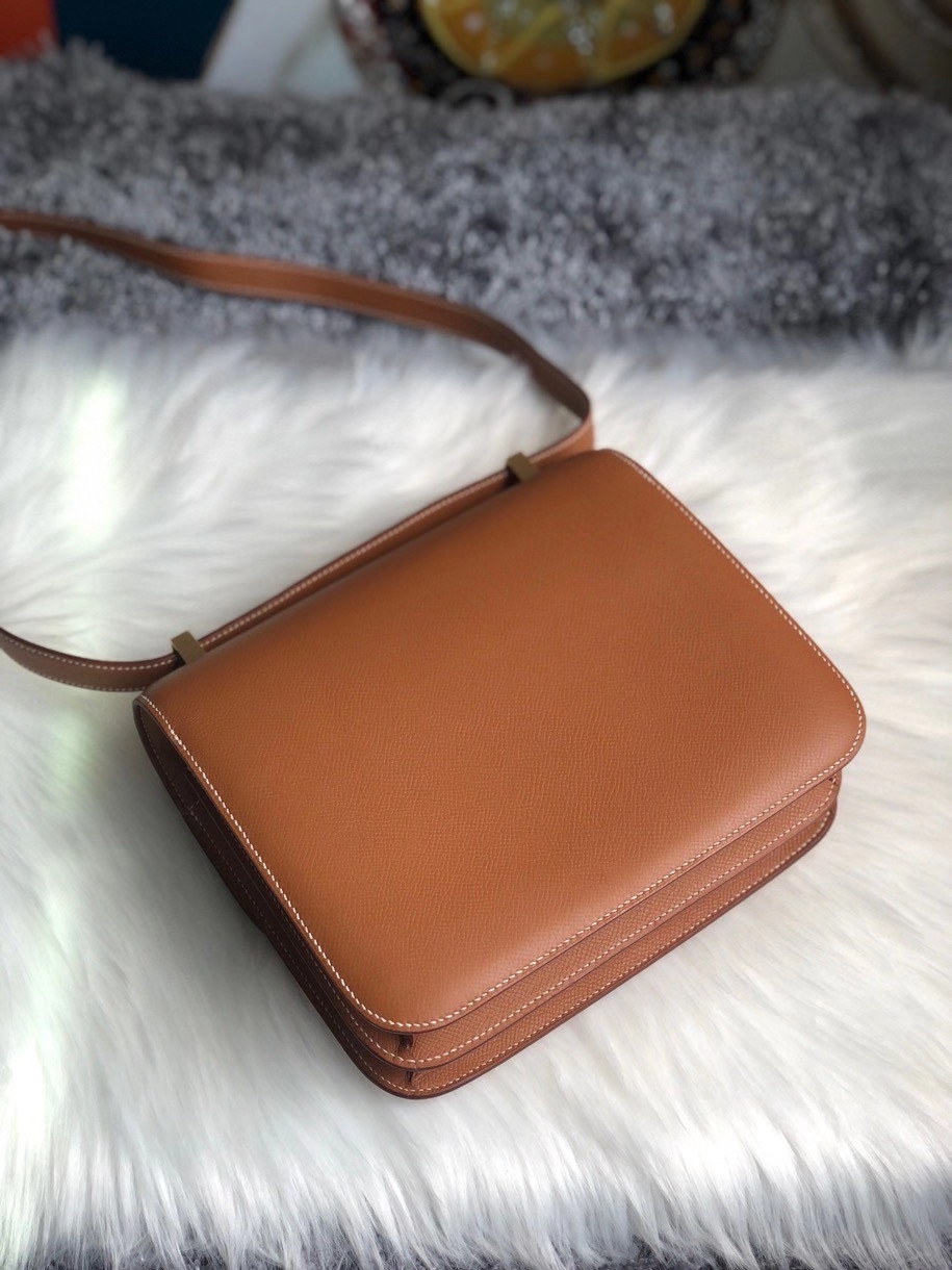 Hermès（爱马仕）Constance 24cm Epsom 原厂掌纹皮  ck37 金棕色 金扣  超薄油边 顶级手缝