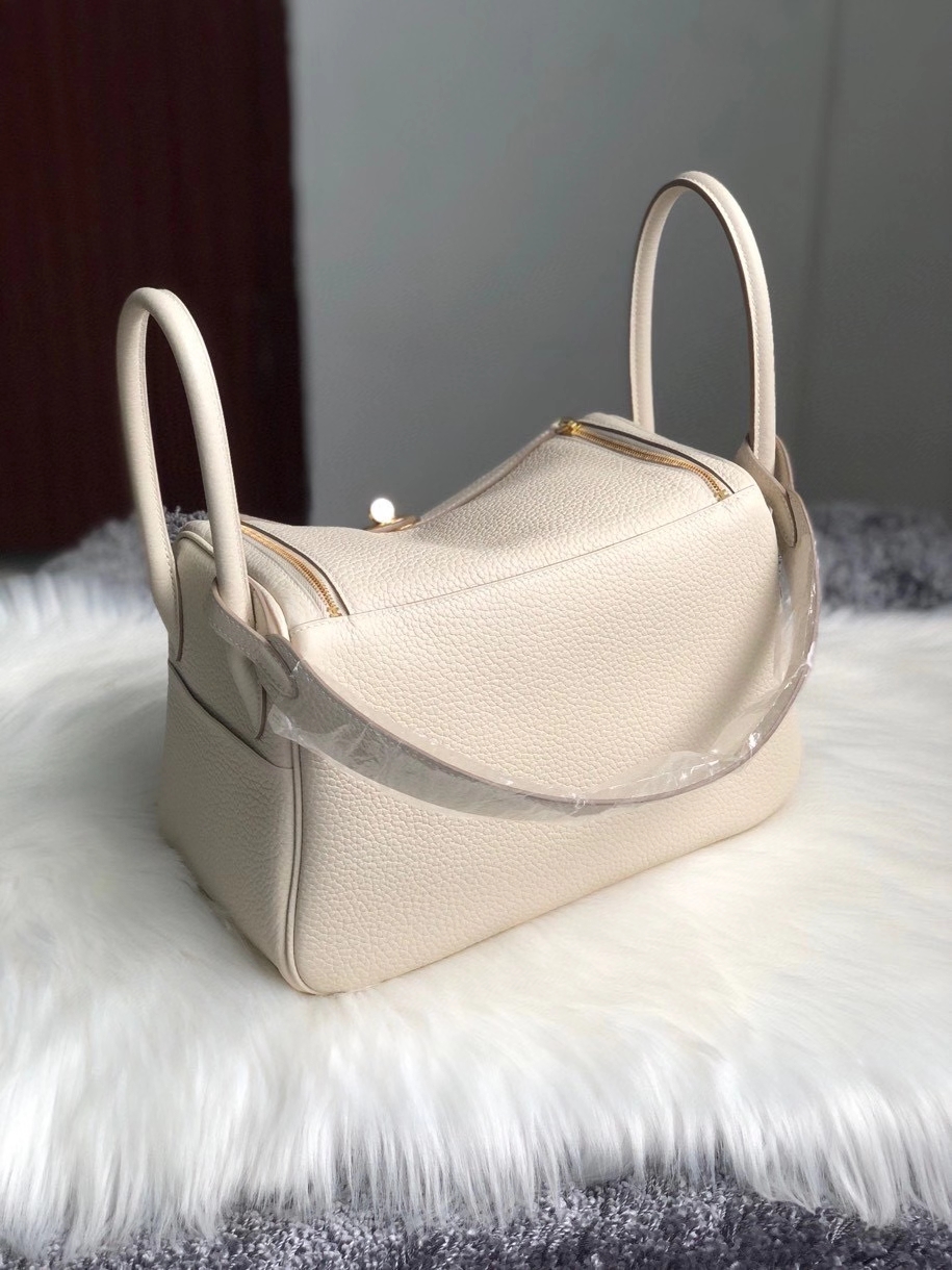 Hermès（爱马仕）Lindy 26cm 原厂御用顶级大牛皮 ck10 奶昔白 Craie 金扣 顶级手缝