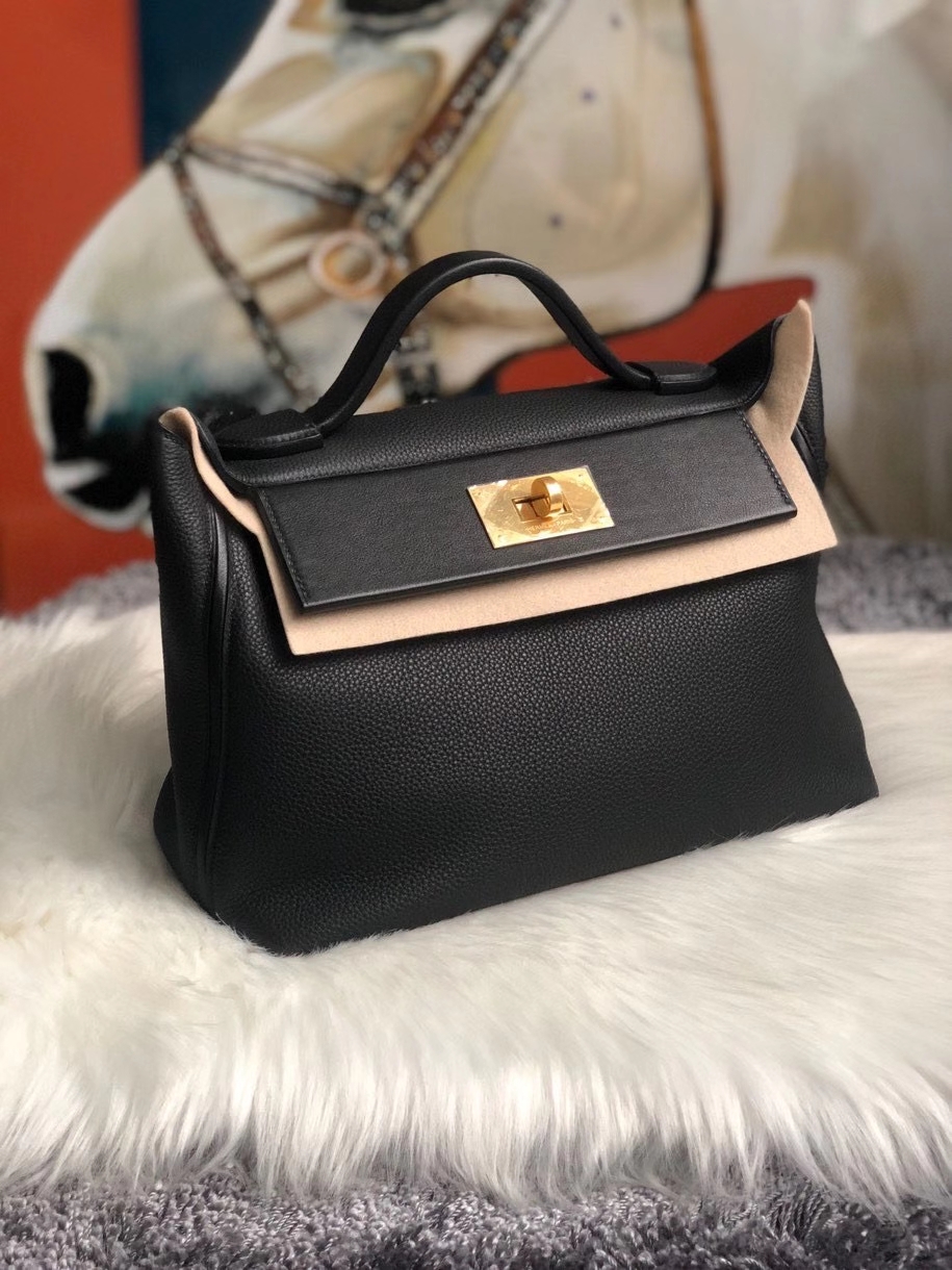 Hermès（爱马仕）Hermes 2424 29cm ck89 黑色 Noir 金扣 顶级手缝
