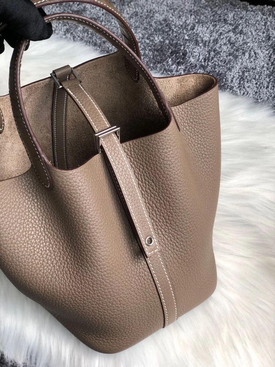 Hermès（爱马仕）Picotin 18cm ck18 大象灰拼手腕大象灰鳄鱼  金扣 顶级手缝