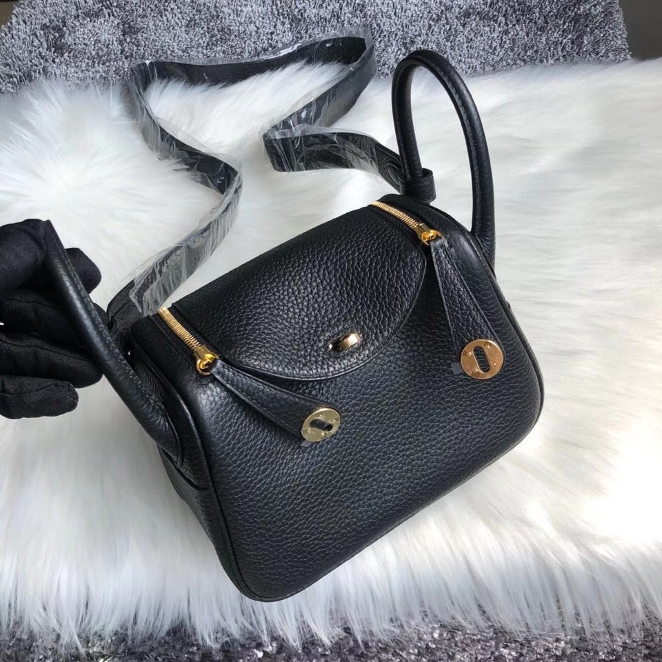 Hermès（爱马仕）Mini lindy tc ck89 黑色 Noir 金扣 顶级手缝 现货