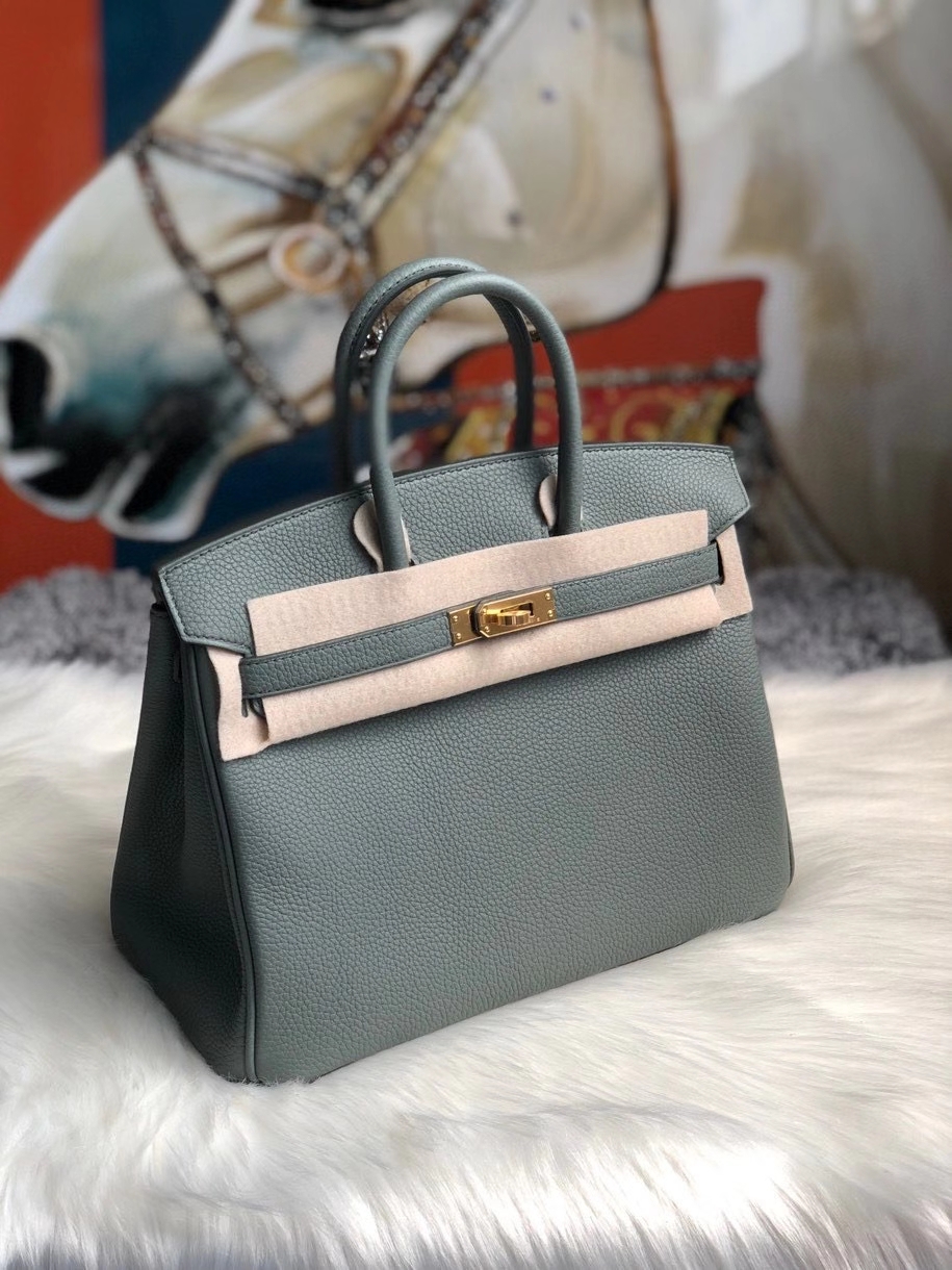 Hermès（爱马仕）Birkin 25cm 原厂小牛皮 togo cc63 杏绿色 金扣 顶级手缝 现货