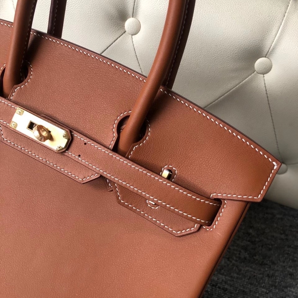 Hermès（爱马仕）Birkin 30cm Swift  ck37 金棕色 Gold 金扣 顶级手缝 定制