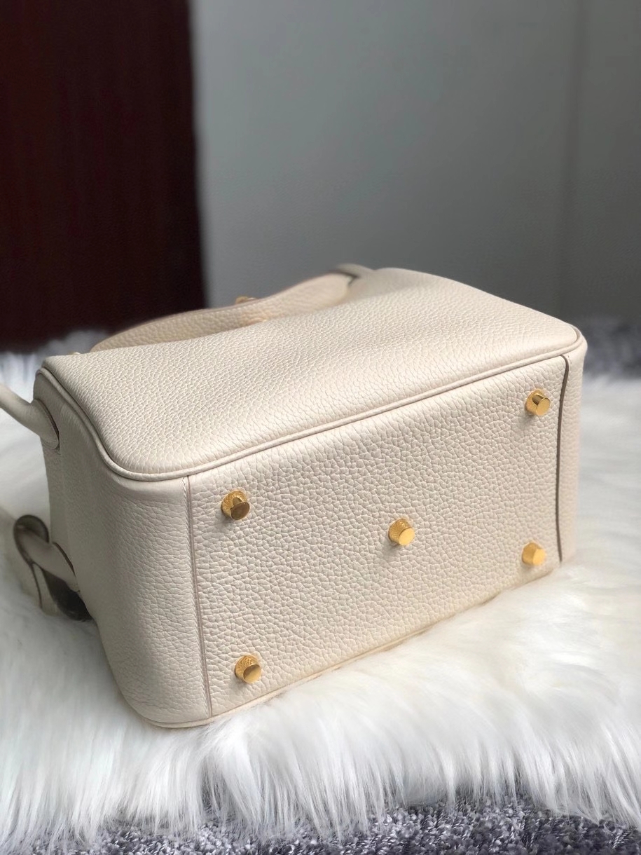 Hermès（爱马仕）Lindy 26cm 原厂御用顶级大牛皮 ck10 奶昔白 Craie 金扣 顶级手缝