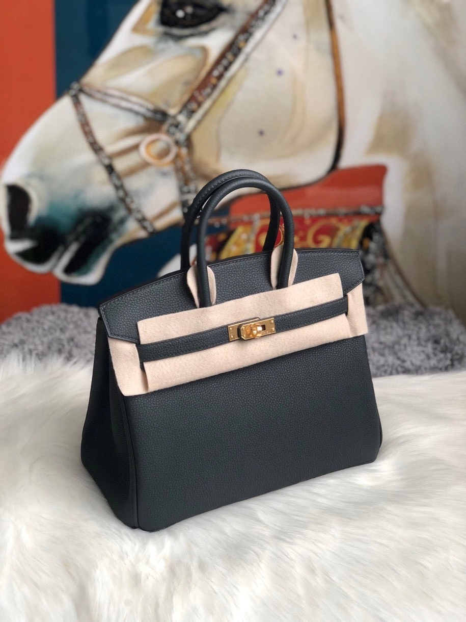 Hermès（爱马仕）Birkin 25cm 原厂小牛皮 togo 6o 松柏绿 金扣 顶级手缝