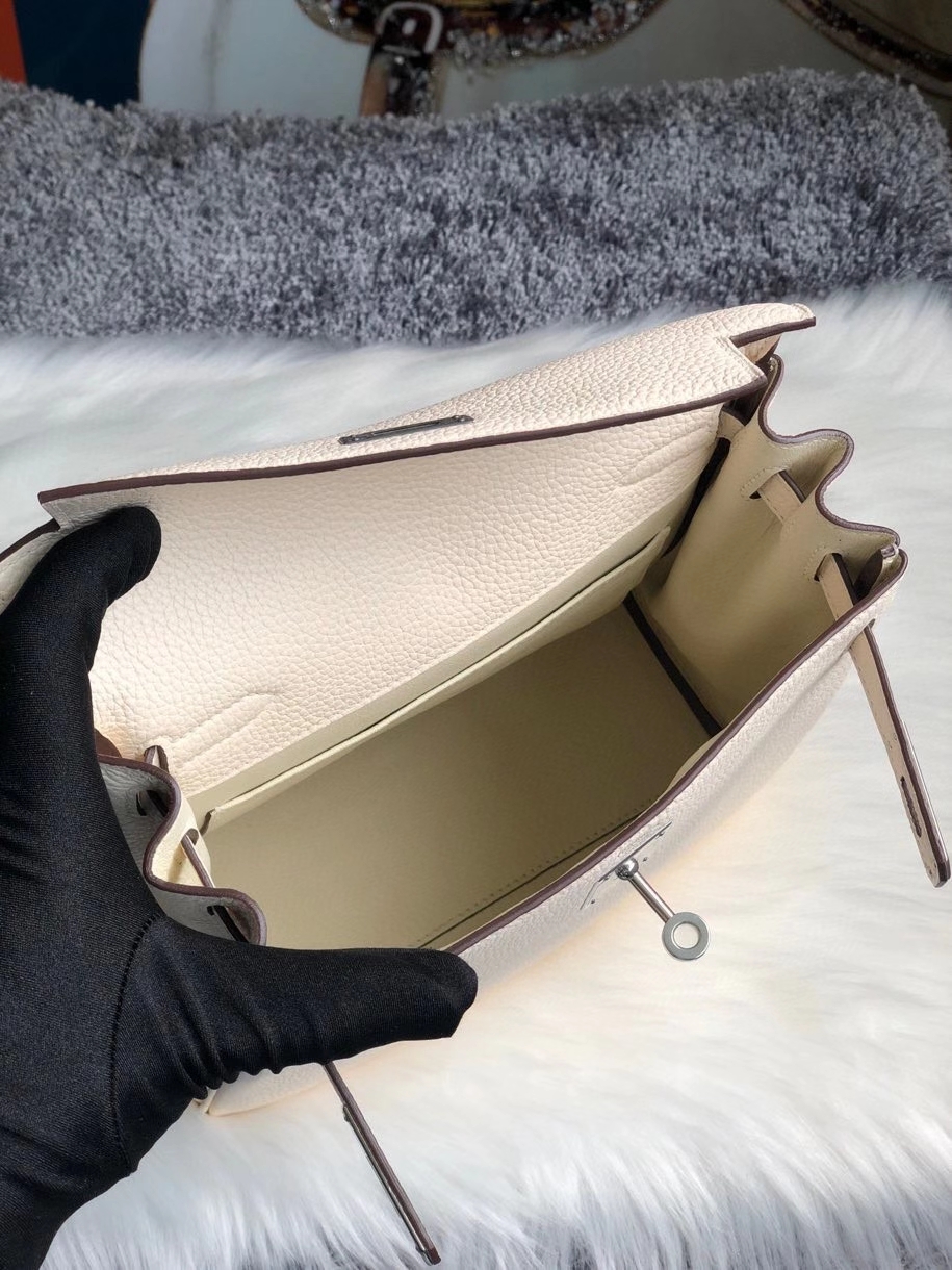 Hermès（爱马仕）Kelly ado ck10 奶昔白 Craie 银扣 顶级手缝 定制