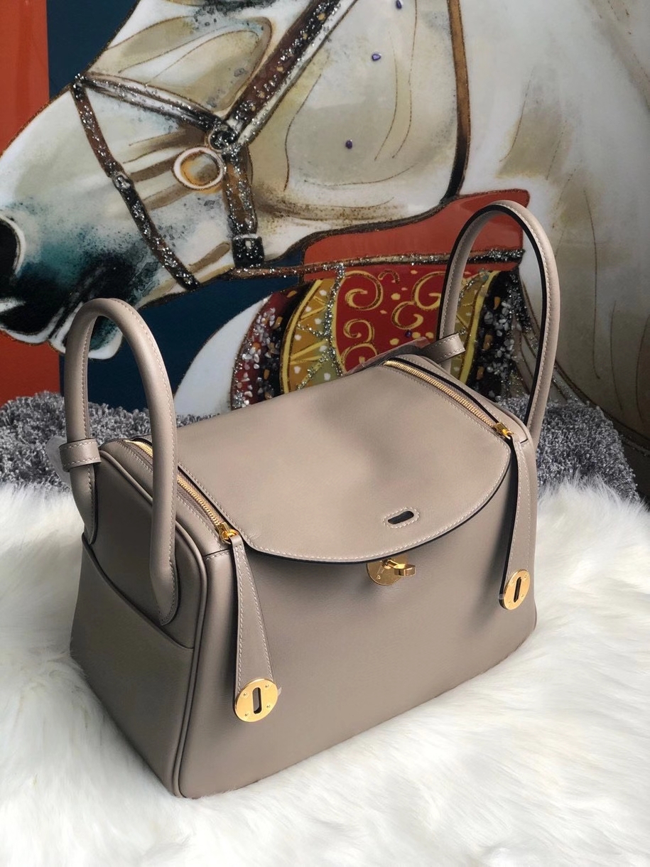 Hermès（爱马仕）Lindy 26cm Swift  m8 沥青灰 Gris ashpite 金扣 顶级手缝 定制