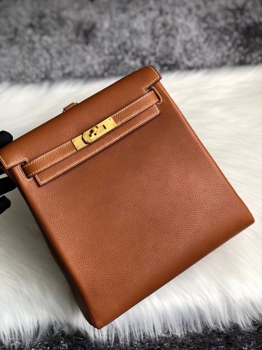 Hermès（爱马仕）Kelly ado 颗粒马鞍皮 金棕色 金扣 顶级手缝 定制