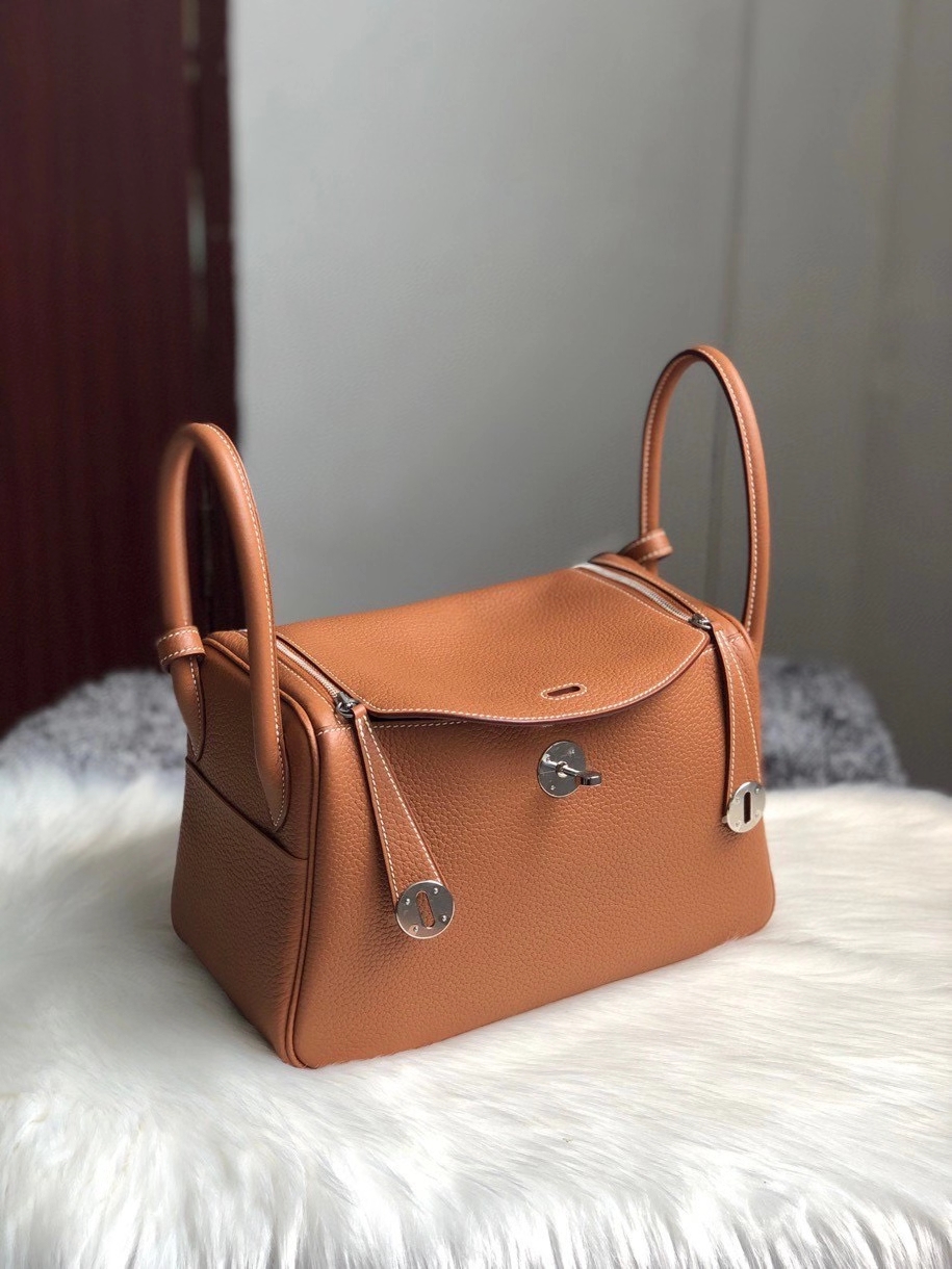 Hermès（爱马仕）Lindy 26cm 原厂御用顶级大牛皮  ck37 金棕色 Gold 银扣 顶级手缝