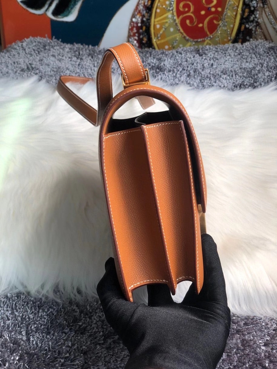 Hermès（爱马仕）Constance 24cm Epsom 原厂掌纹皮  ck37 金棕色 金扣  超薄油边 顶级手缝