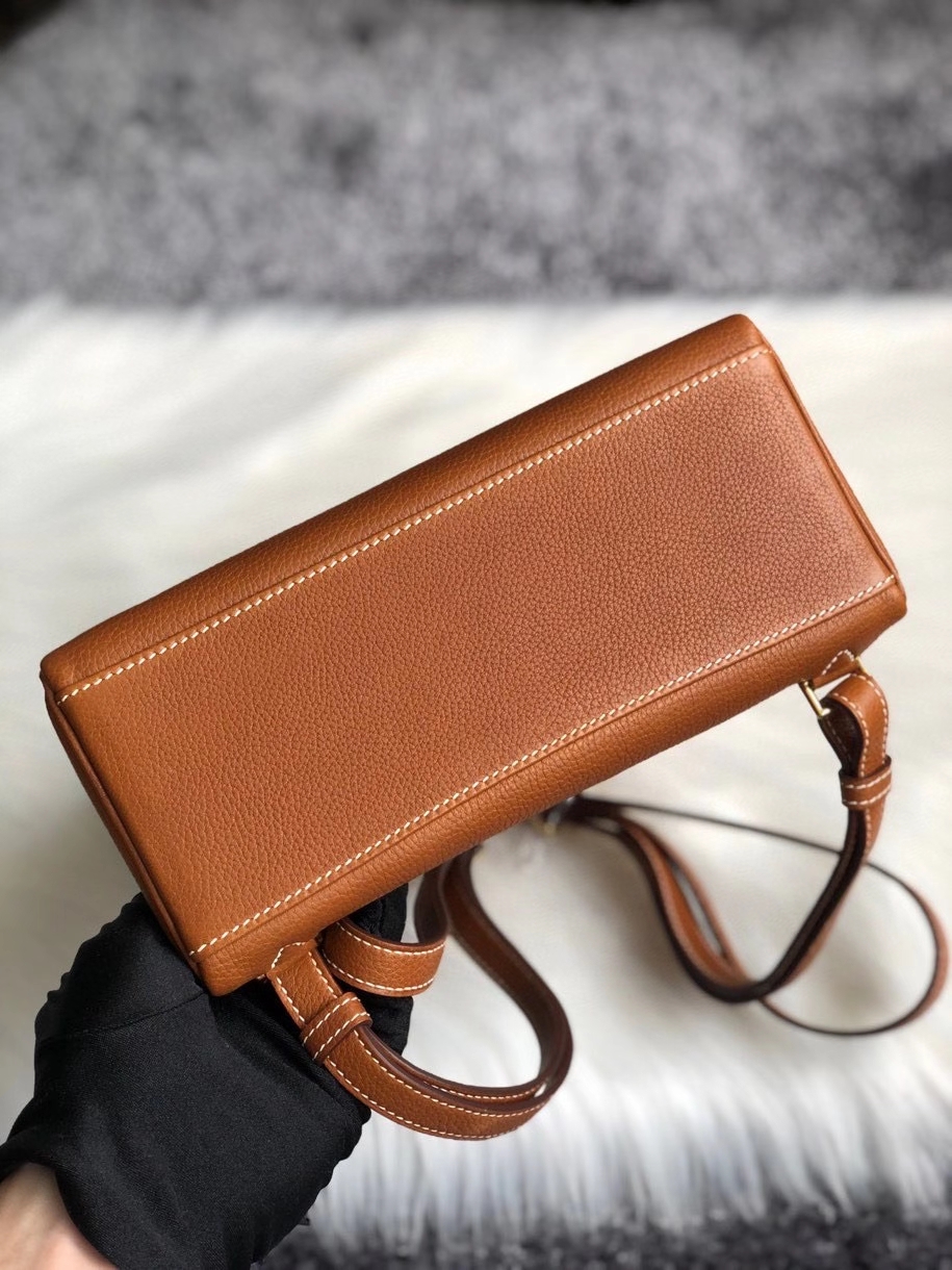 Hermès（爱马仕）Kelly ado 颗粒马鞍皮 金棕色 金扣 顶级手缝 定制