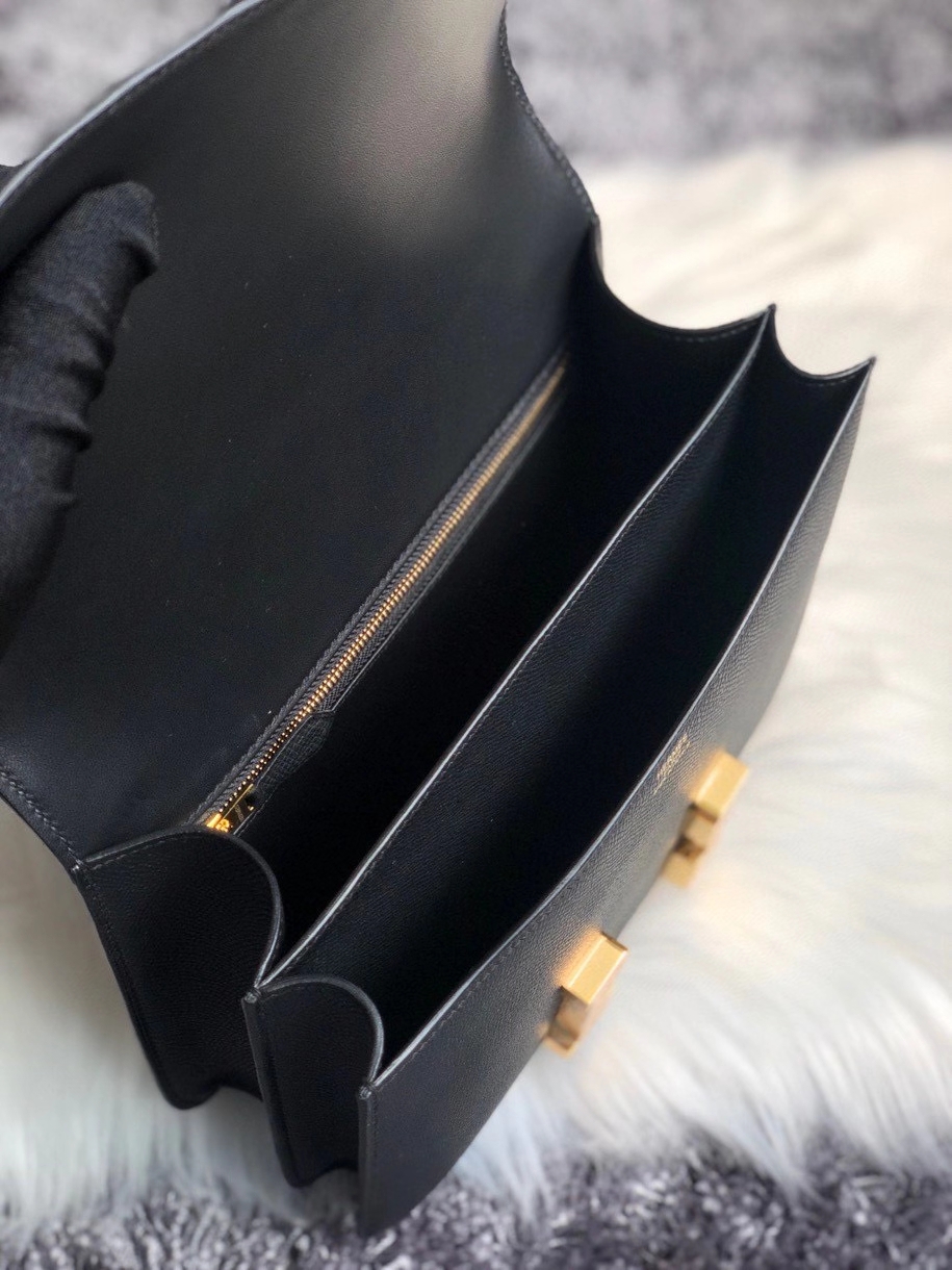 Hermès（爱马仕）Constance 24cm Epsom 原厂掌纹皮 ck89 黑色 Noir  金扣 最最最新