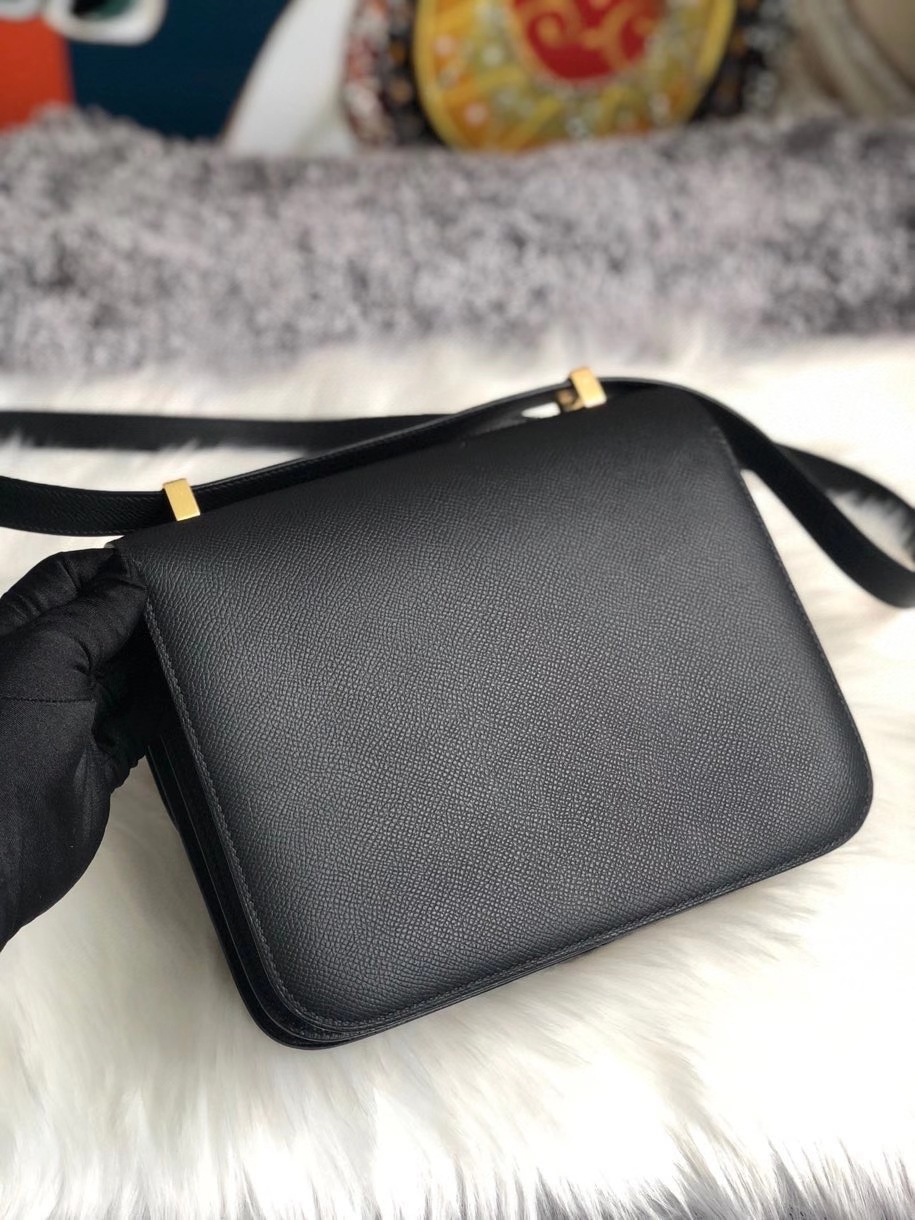 Hermès（爱马仕）Constance 24cm Epsom 原厂掌纹皮 ck89 黑色 Noir  金扣 最最最新