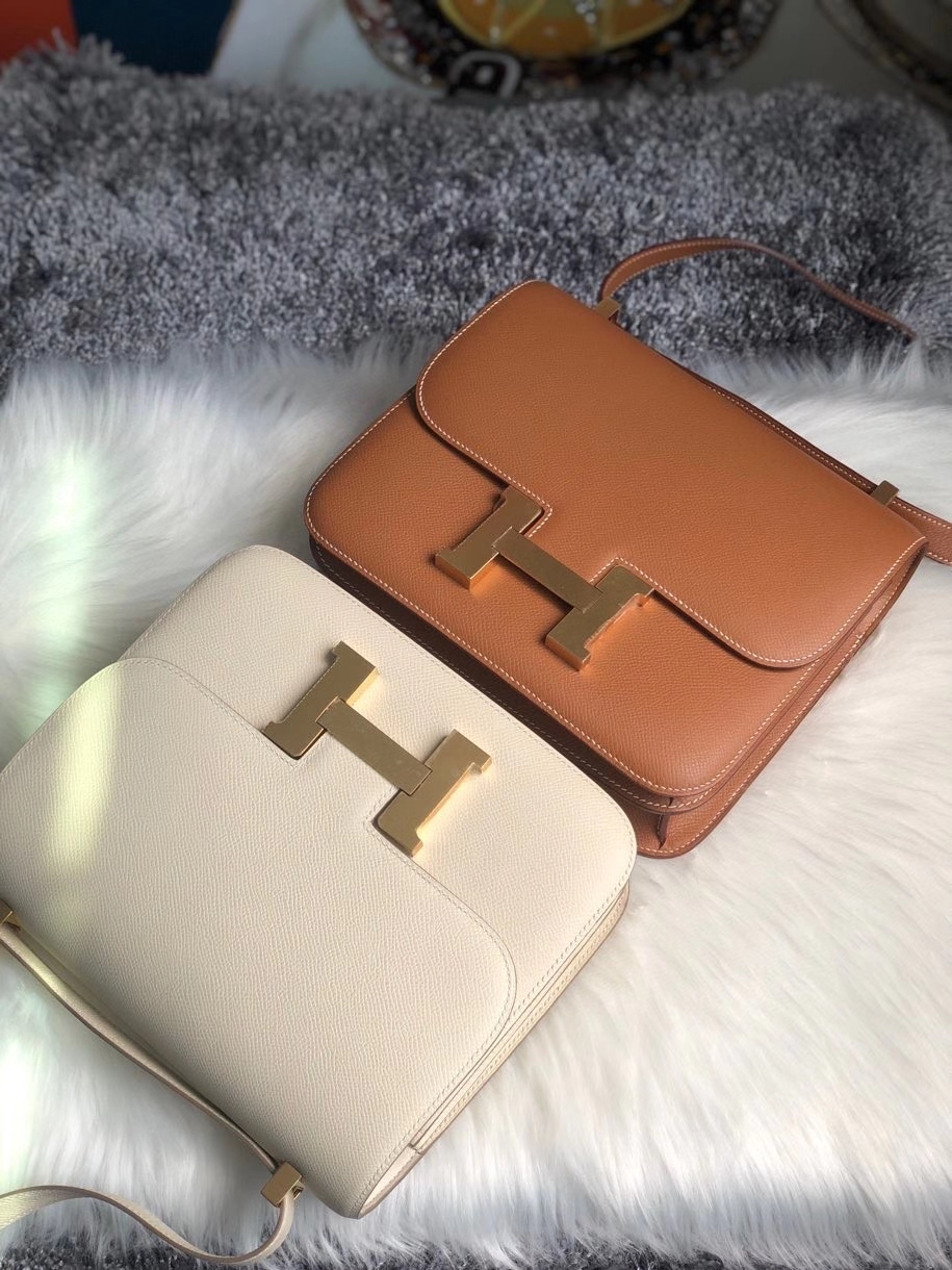 Hermès（爱马仕）Constance 24cm Epsom 原厂掌纹皮  ck37 金棕色 金扣  超薄油边 顶级手缝