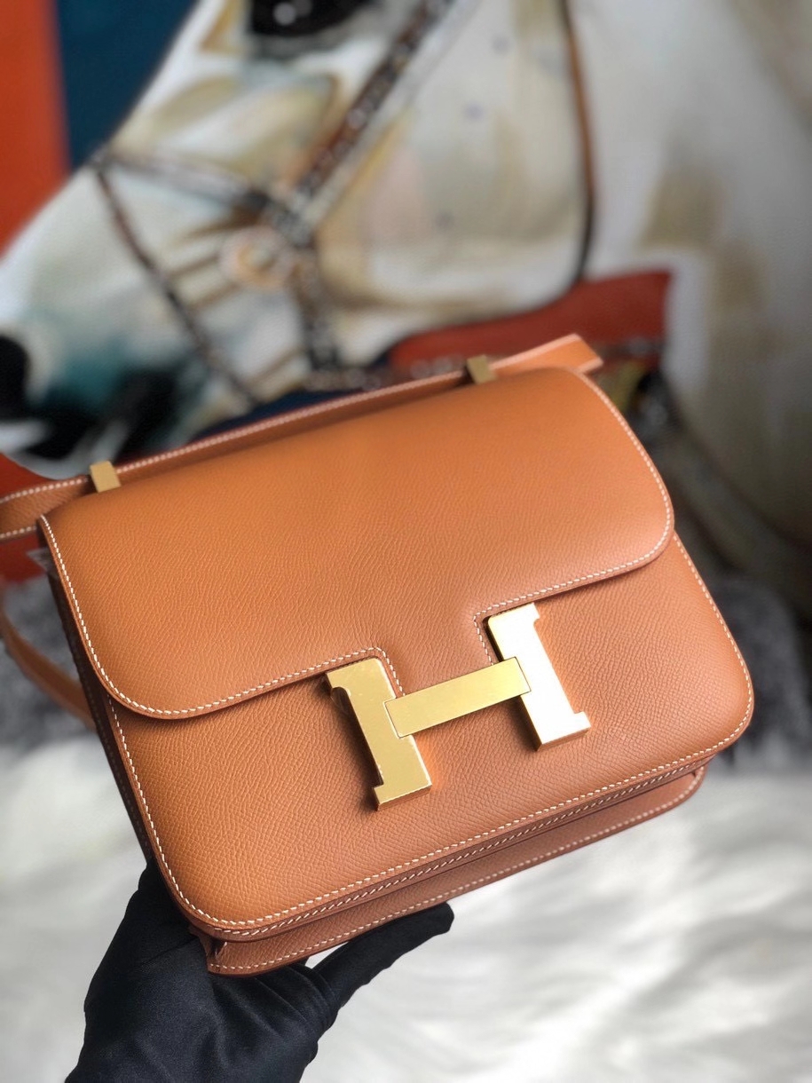 Hermès(爱马仕)Constance 24cm Epsom 原厂掌纹皮 ck37 金棕色 金扣 超薄油边 顶级手缝-拉尔森鳄鱼皮具定制 - 爱马仕包包官网 Hermès(爱马仕)Constance 24cm Epsom 原厂掌纹皮 ck37 金棕色 金扣 超薄油边 顶级手缝