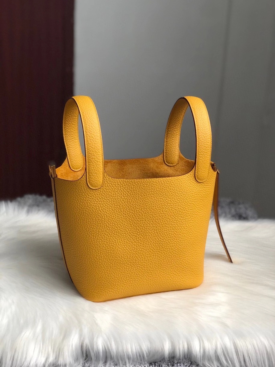 Hermès（爱马仕）Picotin 18cm 原厂御用大牛皮 9D 琥珀黄 Ambre 金扣  顶级手缝