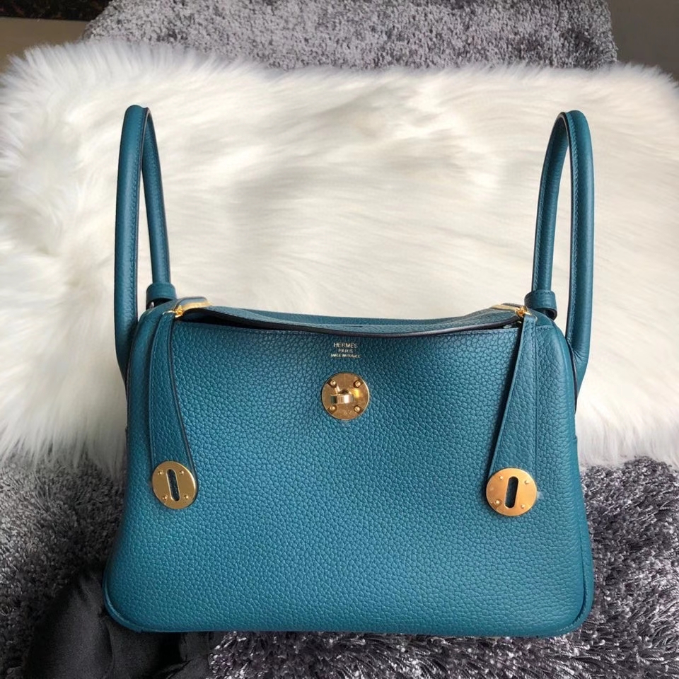 Hermès（爱马仕）Lindy 26cm 原厂御用顶级大牛皮 W0博斯普鲁斯绿 金扣 顶级手缝