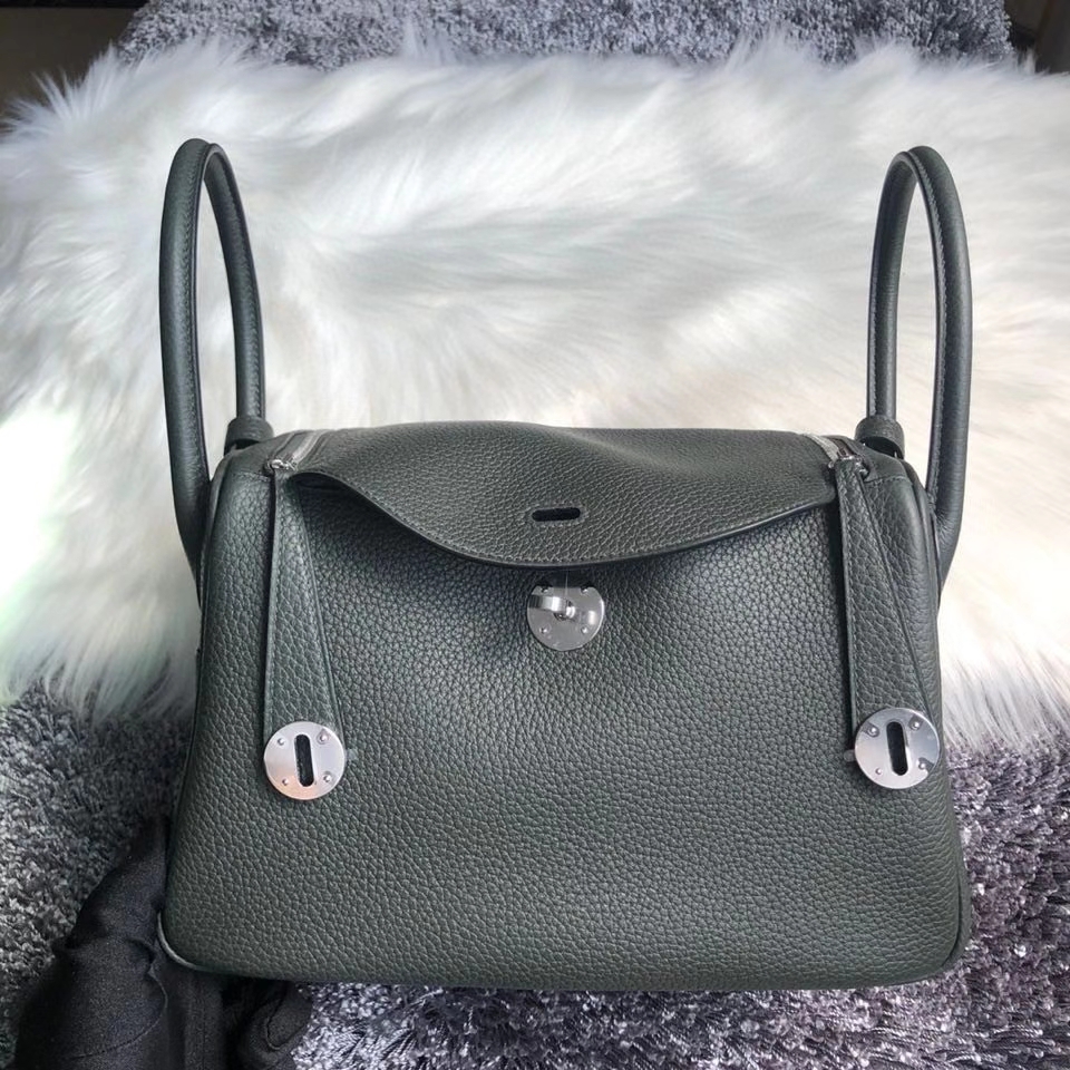 Hermès（爱马仕）Lindy 26cm 原厂御用大牛皮 6o 柏树绿 银扣 顶级手缝 现货