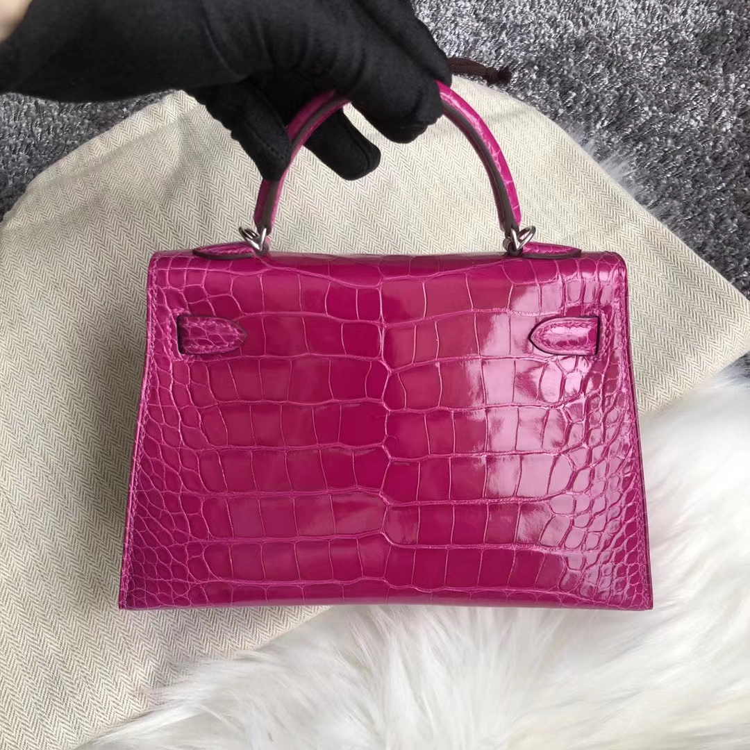 Hermès(爱马仕)Kelly 2代 19cm shiny alligator crocodile J5天方夜谭粉紫 亮面 美洲鳄-拉尔森鳄鱼皮具定制 - 爱马仕包包官网 Hermès(爱马仕)Kelly 2代 19cm shiny alligator crocodile J5天方夜谭粉紫 亮面 美洲鳄
