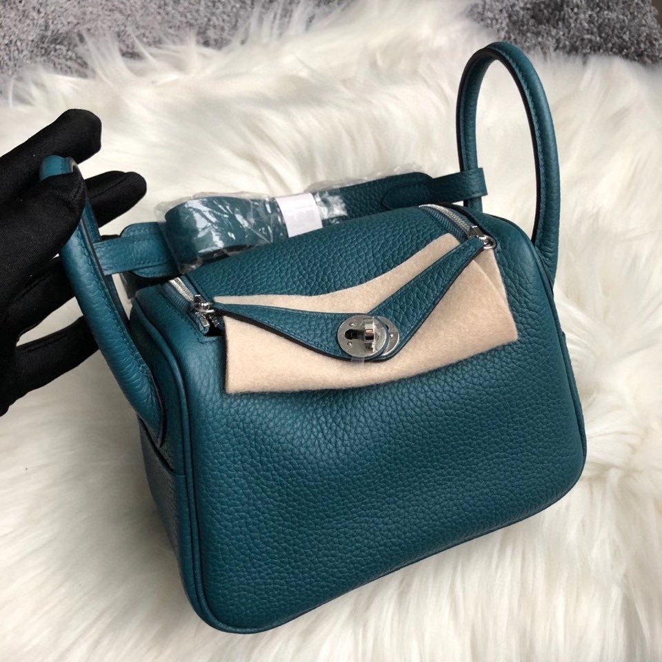 Hermès（爱马仕）Mini lindy W0 博斯普鲁斯绿 银扣 顶级手缝 现货