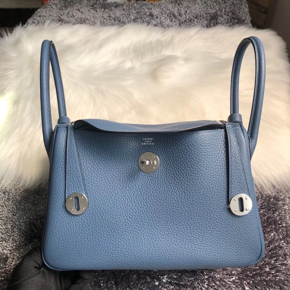 Hermès（爱马仕）Lindy 26cm 原厂御用大牛皮 R2 玛瑙蓝  银扣 顶级手缝 现货
