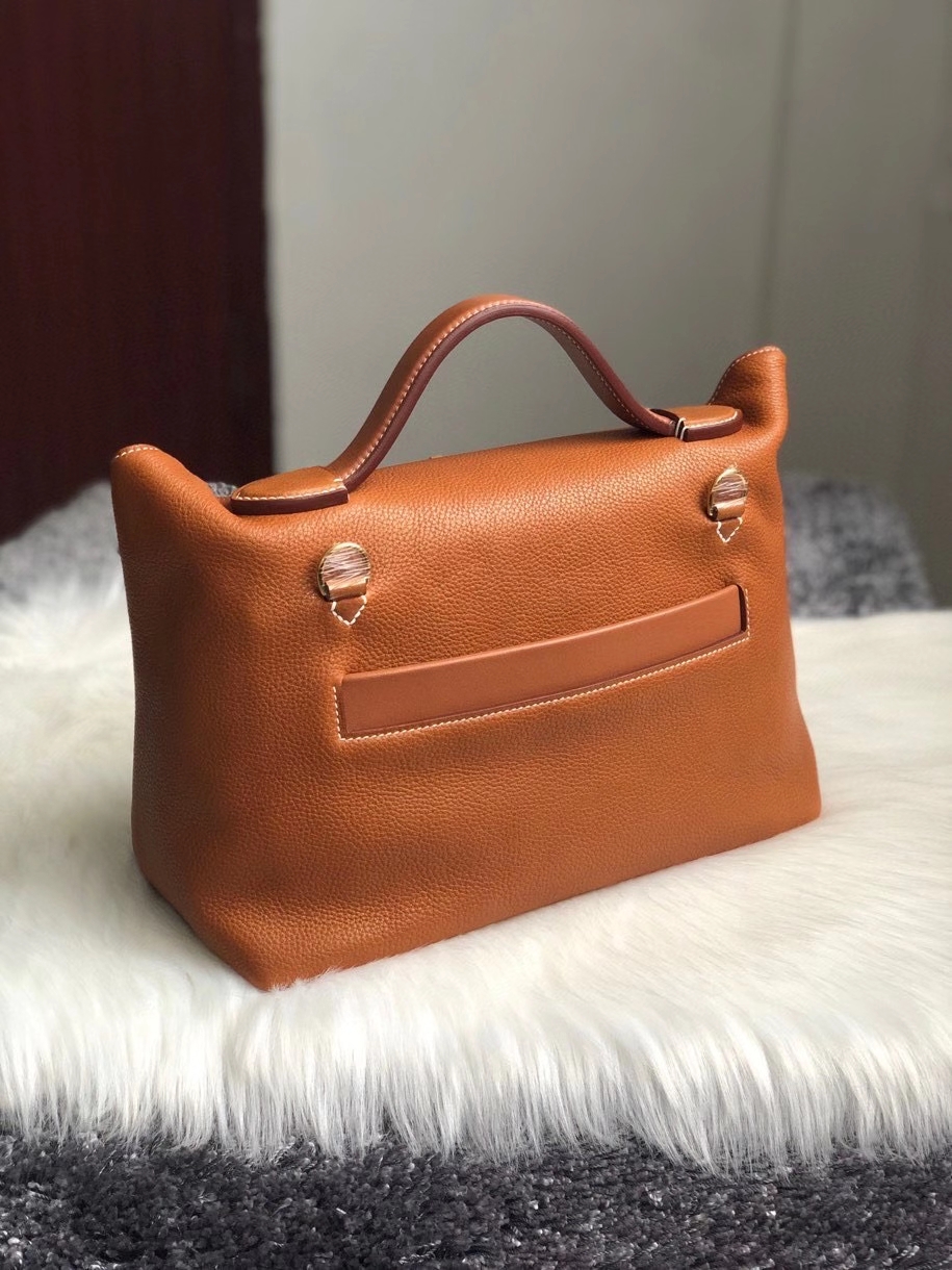 Hermès（爱马仕）2424  颗粒马鞍皮 金棕色 金扣 顶级手缝 定制
