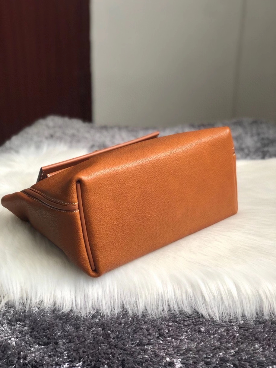 Hermès（爱马仕）2424  颗粒马鞍皮 金棕色 金扣 顶级手缝 定制