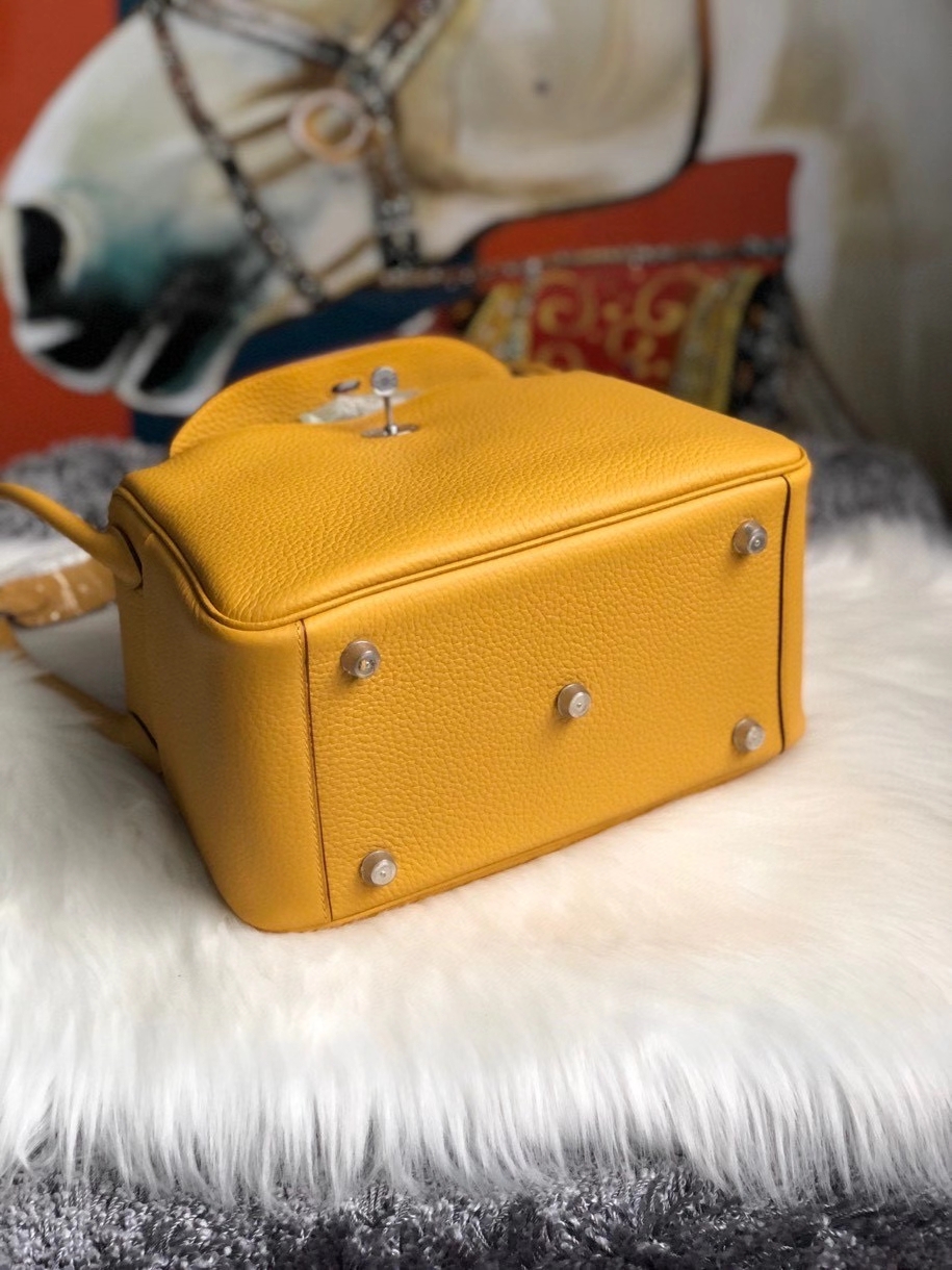 Hermès（爱马仕）Lindy 26cm 原厂御用大牛皮  9Ｄ 琥珀黄 Amber  银扣 顶级手缝 现货